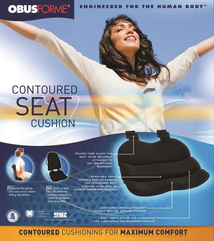 Complete Medical Back & Neck Therapy Homedics Group Canada Obus Contoured Seat Cushion Black  (Bagged)