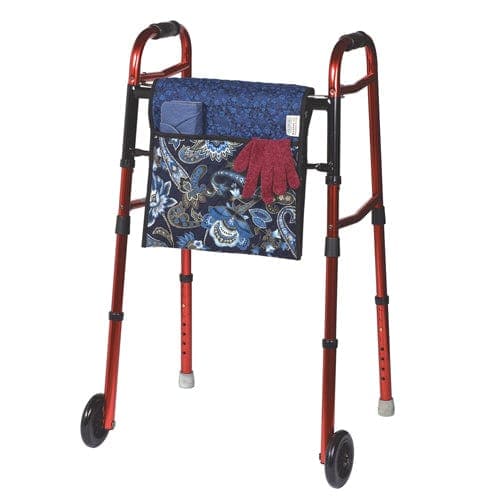 Complete Medical Mobility Products Maddak Quilted Walker Bag  Blue Print Double-Sided 15.5 x6.5 x 1.5