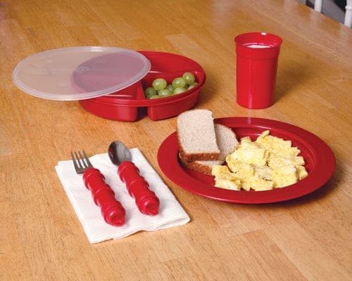 Complete Medical Aids to Daily Living Maddak Redware Tablewear Set Deluxe