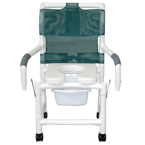 Complete Medical Commodes MJM International Corp Shower Chair 18 W w/Soft Seat Elongated DropArm Square Pail