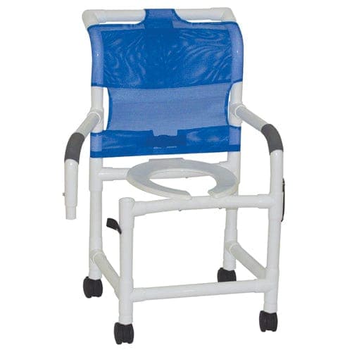 Complete Medical Commodes MJM International Corp Shower Chair/Commode  PVC 18  w/Double Drop-Arms & Casters