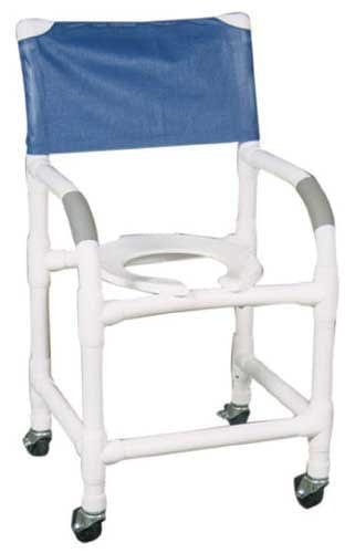 Complete Medical Commodes MJM International Corp Shower Chair PVC w/ Blue Soft Seat Deluxe Elongated