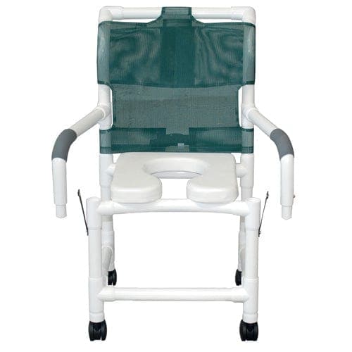 Complete Medical Commodes MJM International Corp Shower Chair w/Soft Seat Dlx Elongated  Dual Drop Arm