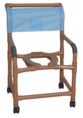 Complete Medical Commodes MJM International Corp Shower Chair  Wide  Deluxe PVC Wood-Tone