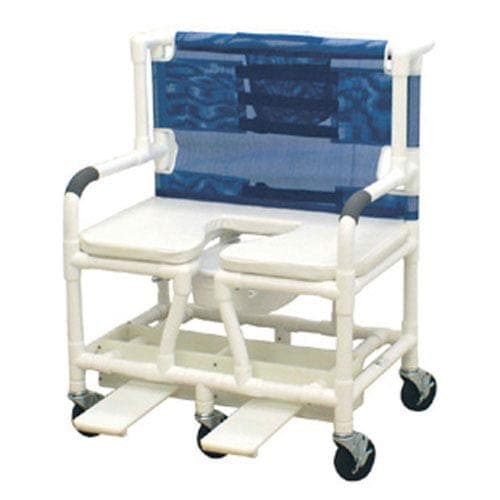 Complete Medical Commodes MJM International Corp Shower Commode Chair Bari PVC w/Dlx Elong Open Soft Seat