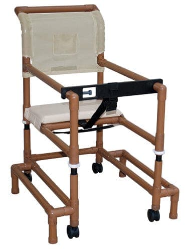 Complete Medical Mobility Products MJM International Corp Walker PVC w/Ht Adj Arms &Seat Std w/Outriggers-Wood Tone