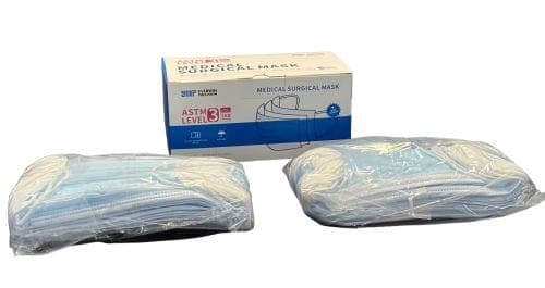 Complete Medical Physician Supplies Sky MedSupply Int'l Co_PM Disposable Face Mask Bx/50 w/EarLoops 3-Ply Level 3  Blue