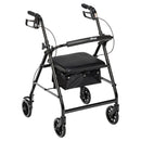 Drive Medical Rollator Rolling Walker with 6" Wheels, Fold Up Removable Back Support and Padded Seat