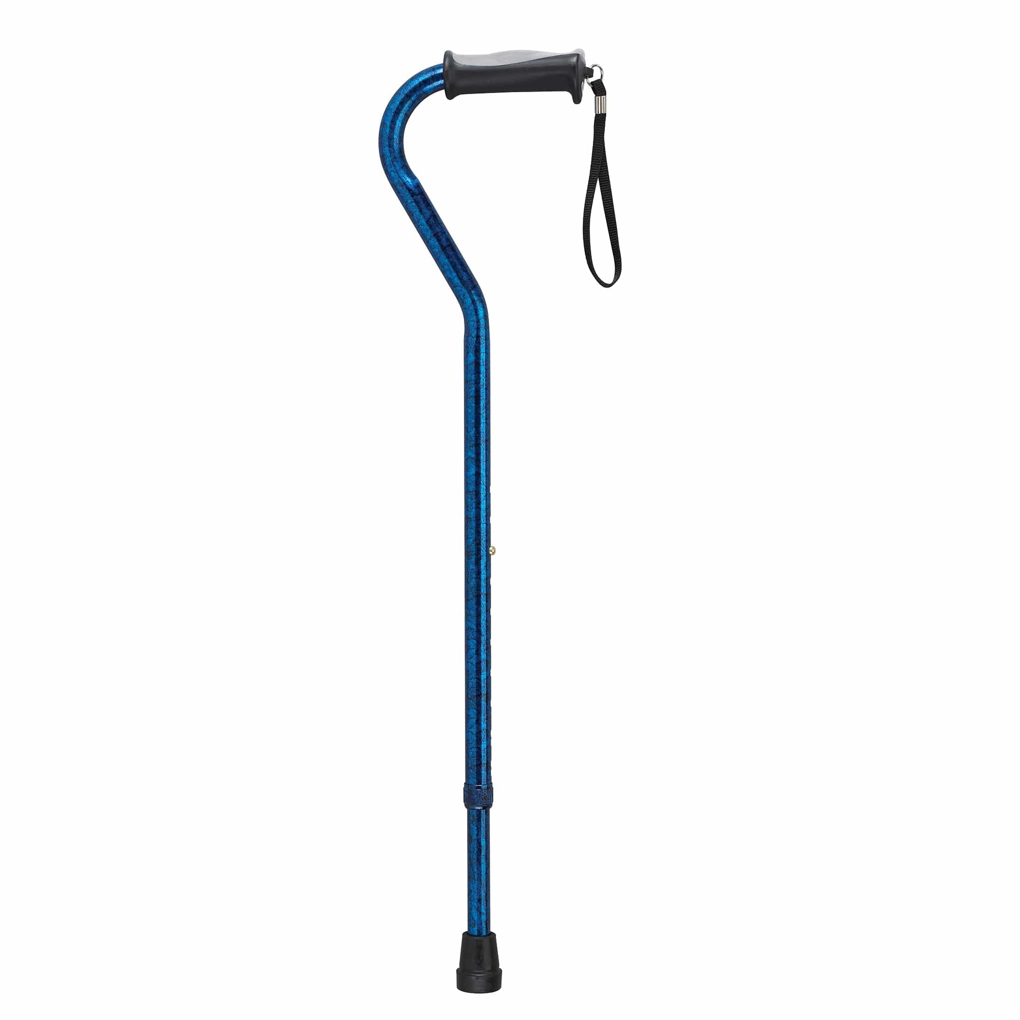 Drive Medical Canes/Single Point Canes/Offset Handle Canes Blue Crackle Drive Medical Adjustable Height Offset Handle Cane with Gel Hand Grip