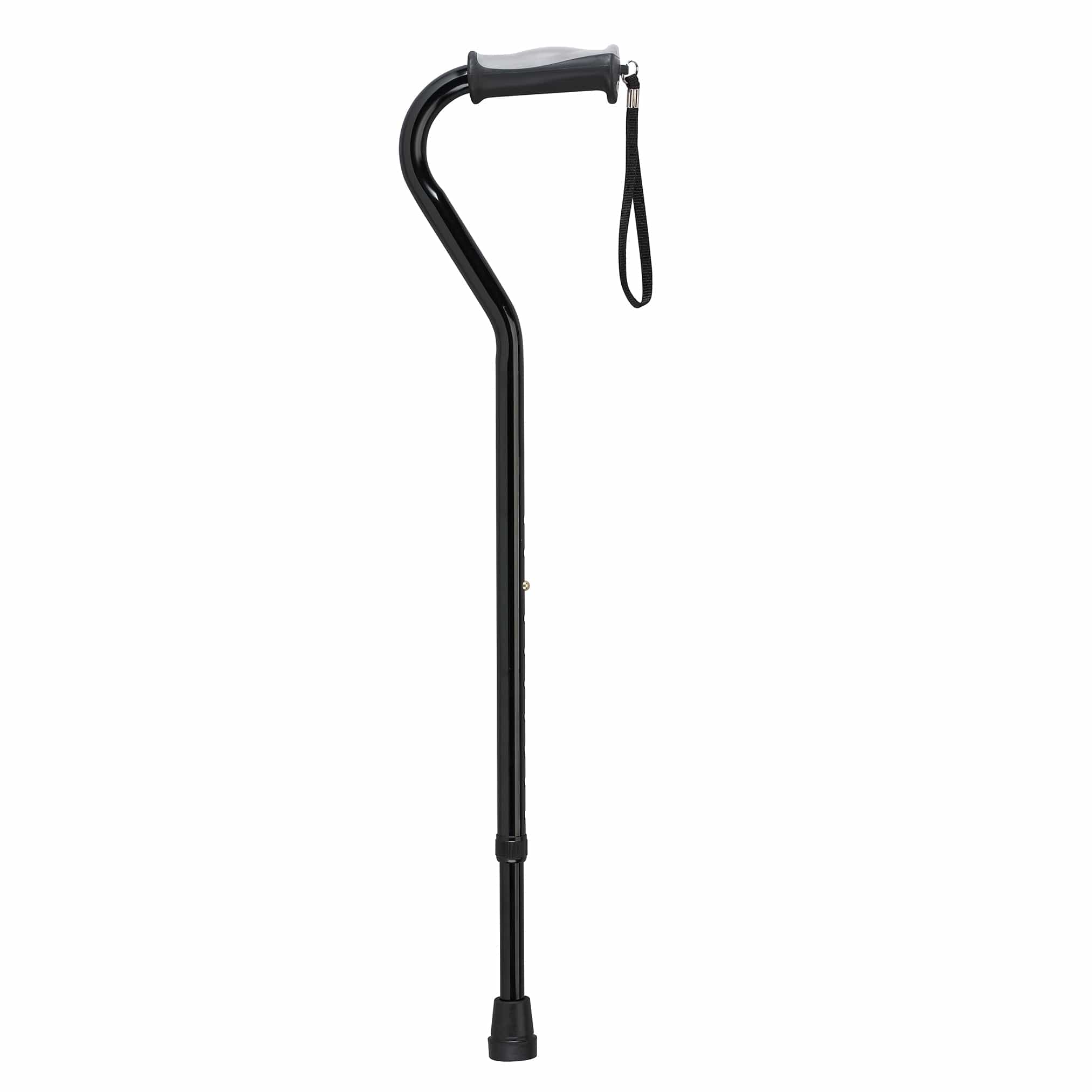Drive Medical Canes/Single Point Canes/Offset Handle Canes Black Drive Medical Adjustable Height Offset Handle Cane with Gel Hand Grip