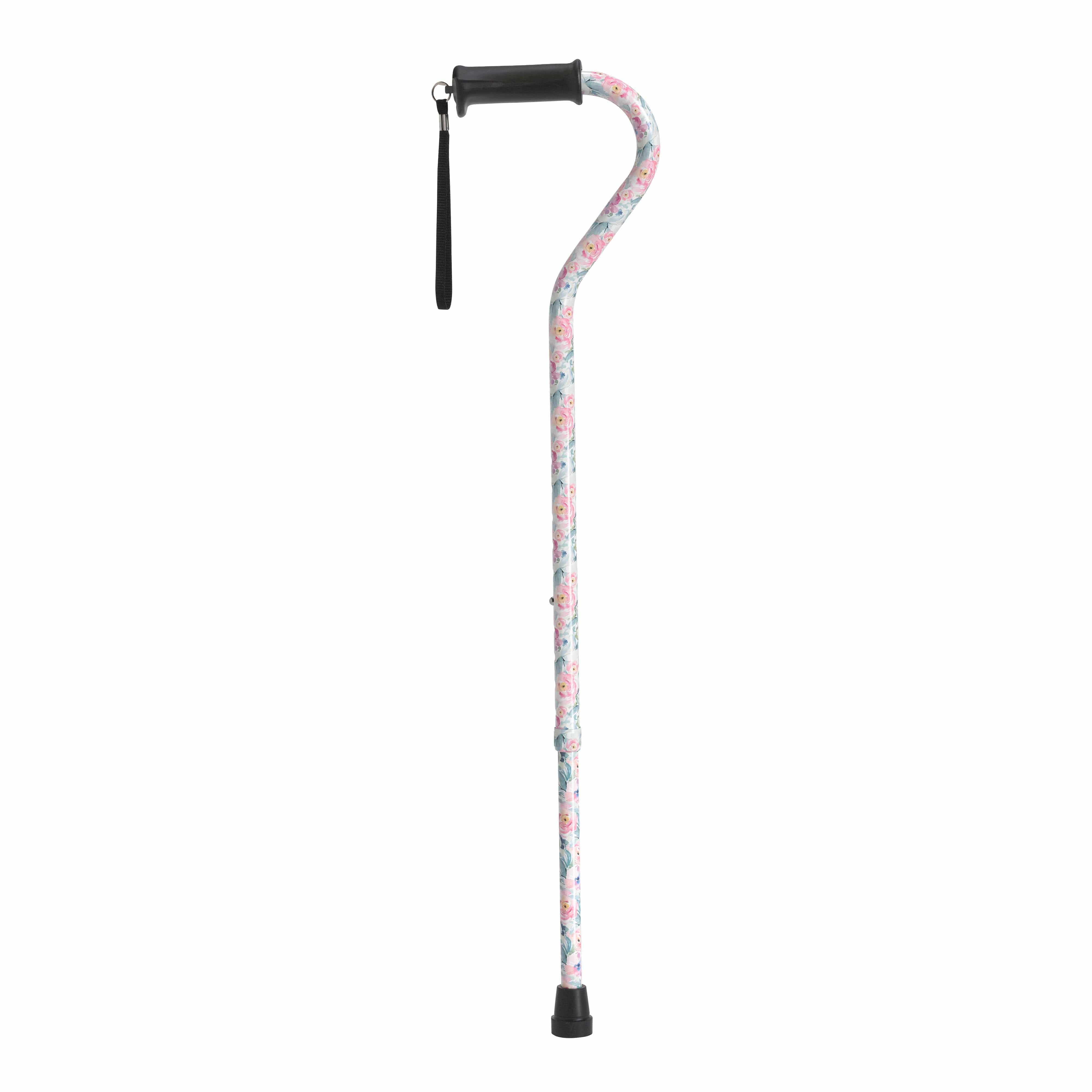 Drive Medical Canes/Single Point Canes/Offset Handle Canes Floral Drive Medical Adjustable Height Offset Handle Cane with Gel Hand Grip