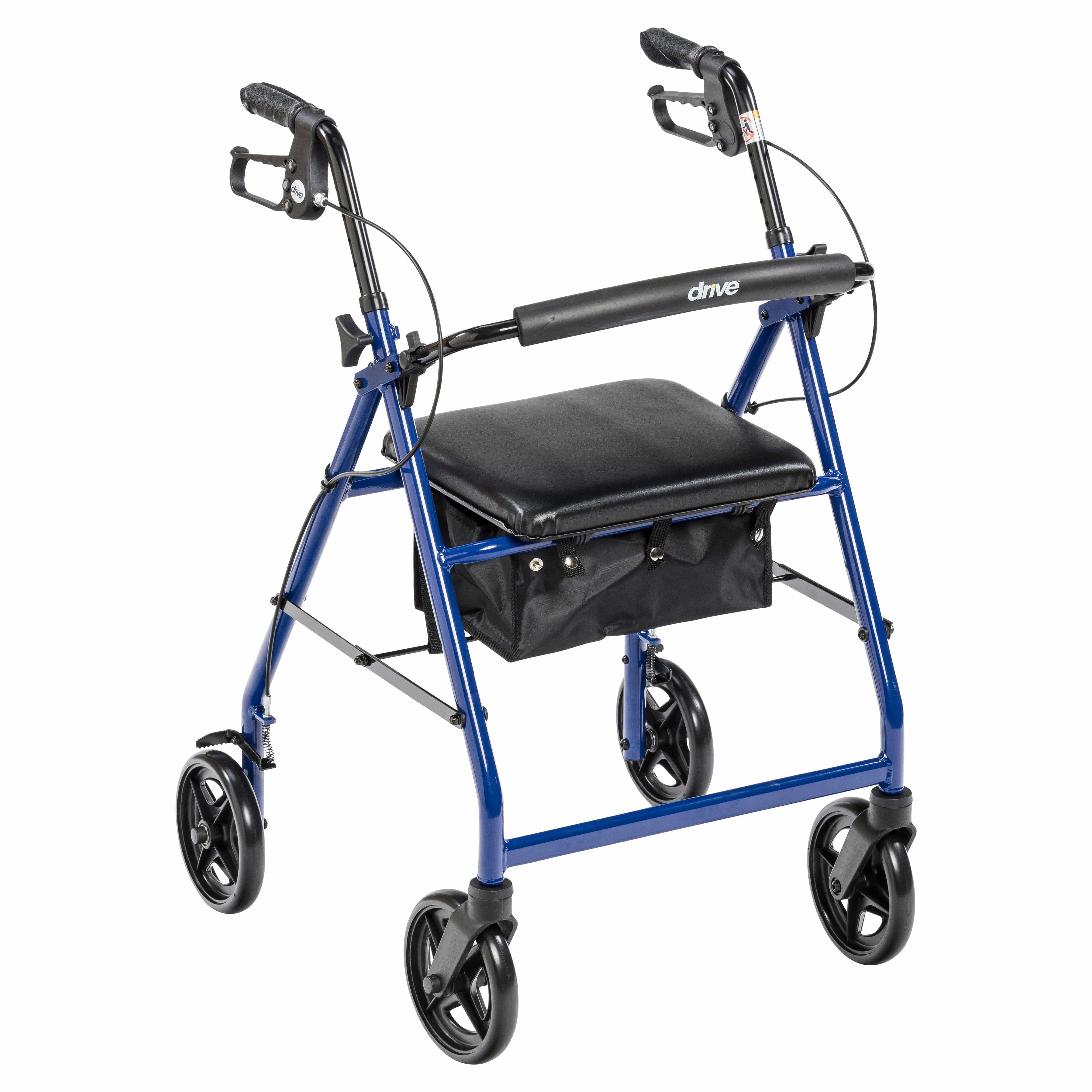 Drive Medical Rollators Blue Drive Medical Aluminum Rollator Rolling Walker with Fold Up and Removable Back Support and Padded Seat