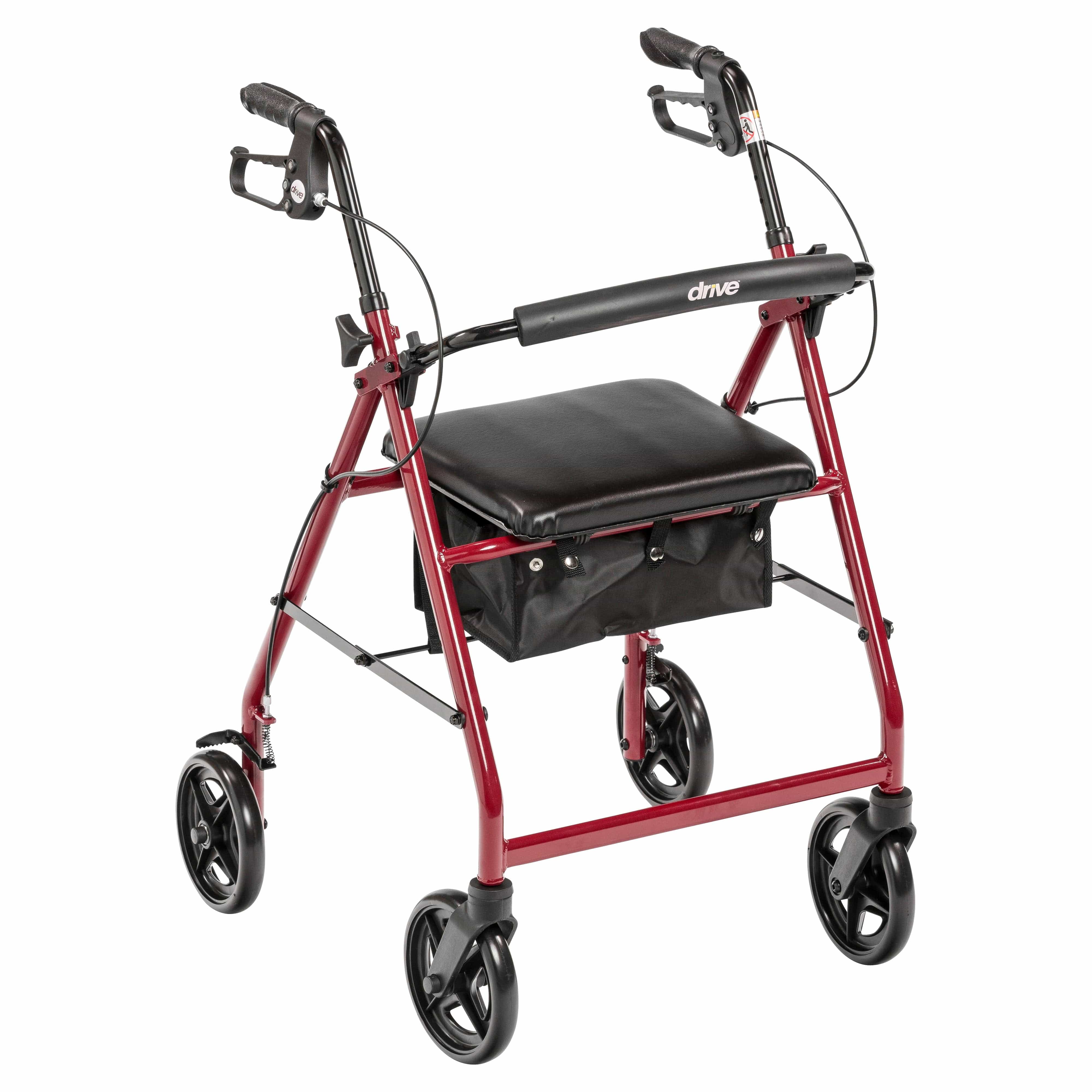Drive Medical Rollators Red Drive Medical Aluminum Rollator Rolling Walker with Fold Up and Removable Back Support and Padded Seat