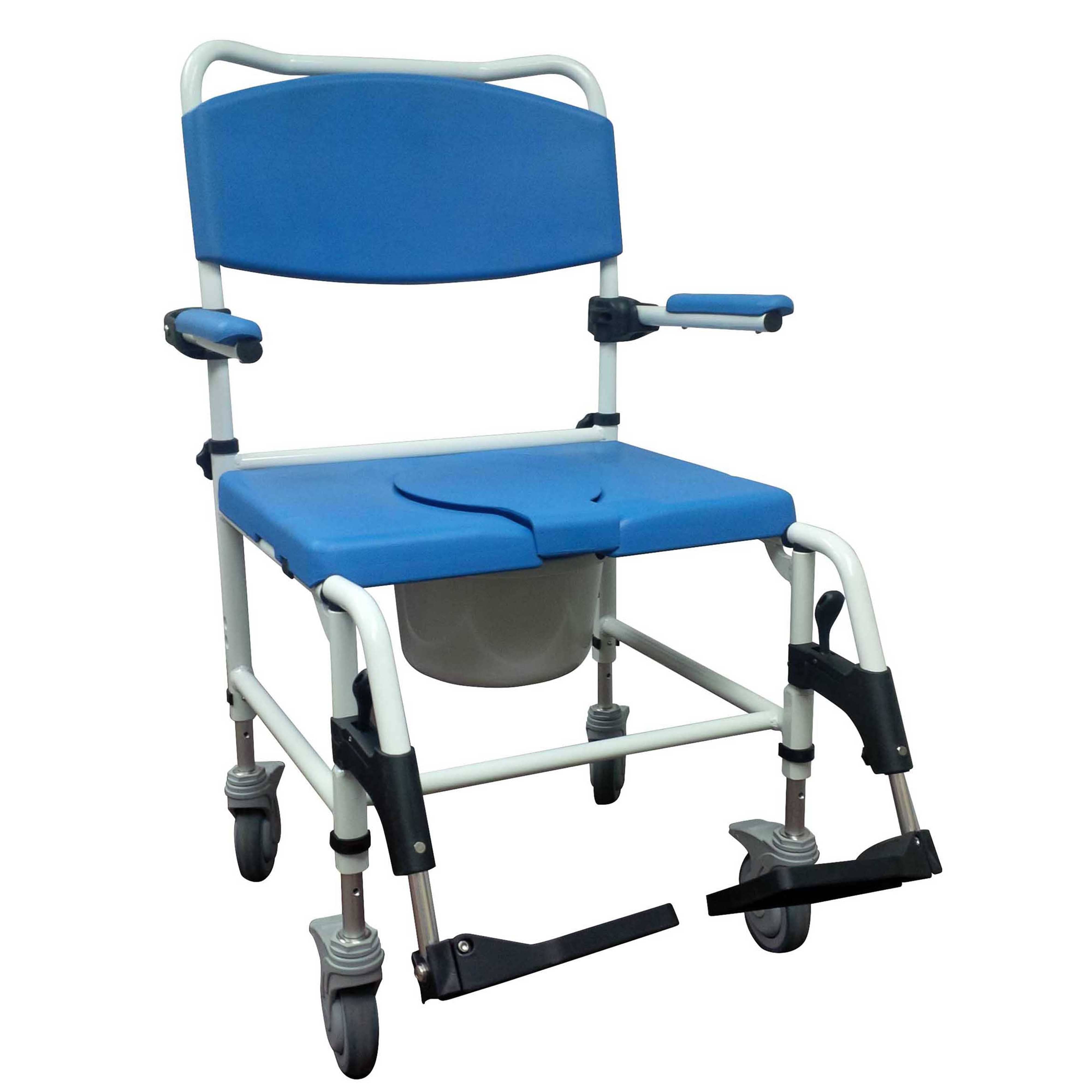 Drive Medical Commodes Drive Medical Bariatric Aluminum Rehab Shower Commode Chair with Two Rear-Locking Casters
