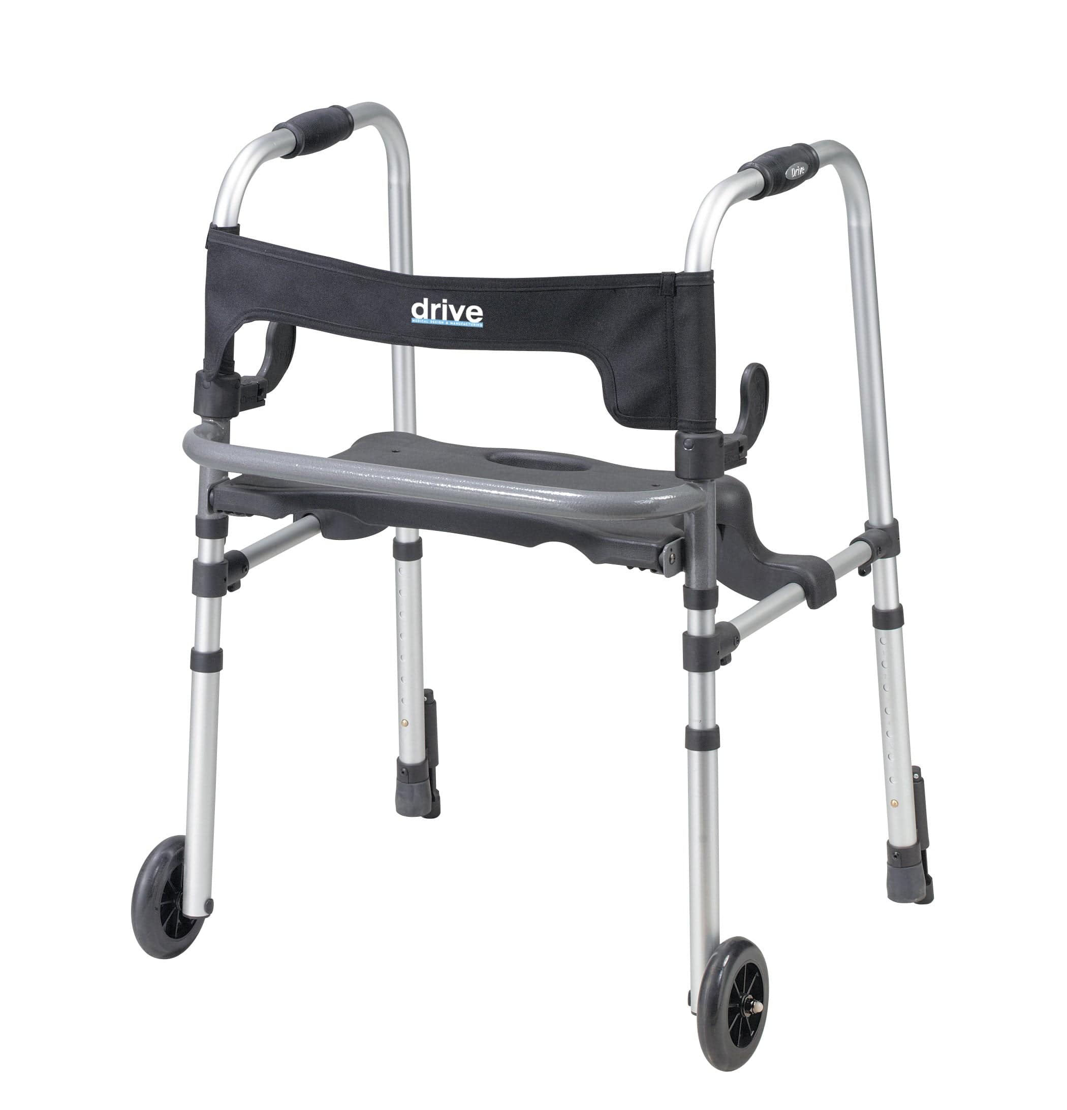 Drive Medical Walkers Drive Medical Clever Lite LS Walker Rollator with Seat and Push Down Brakes