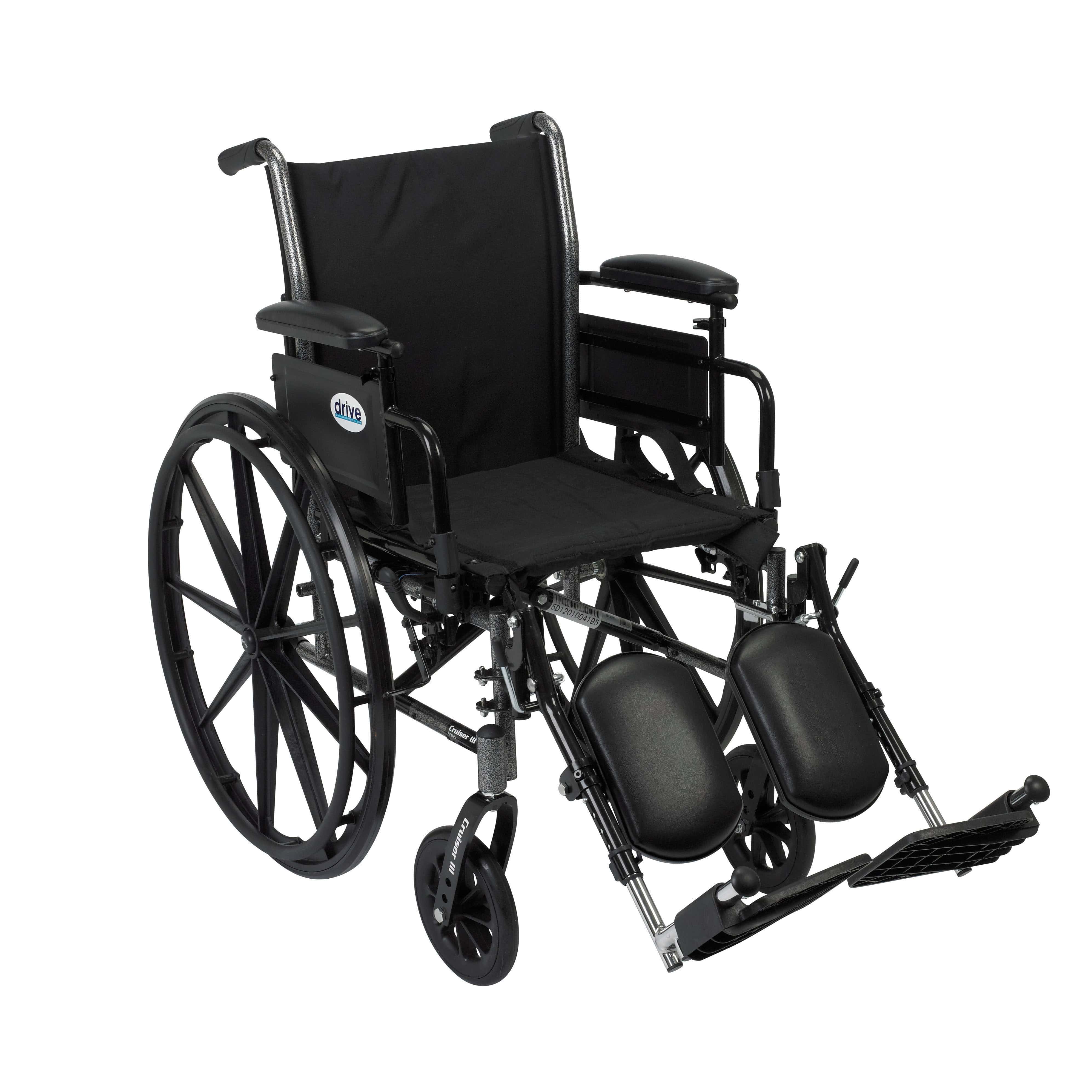 Drive Medical Wheelchairs Flip Back Removable Adjustable Height Desk Arms and Elevating Leg Rests / 16" Seat Drive Medical Cruiser III Light Weight Wheelchair with Flip Back Removable Arms