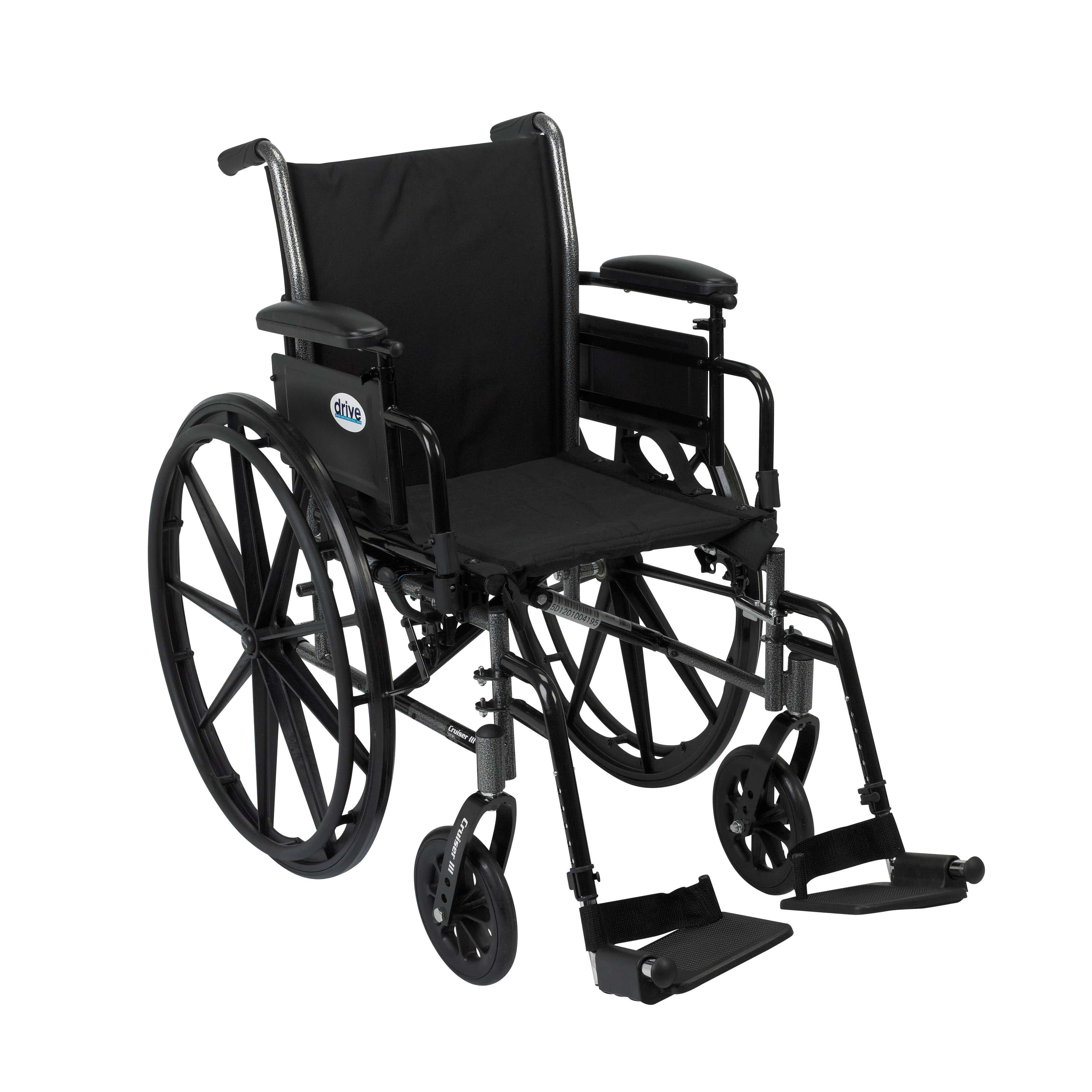 Drive Medical Wheelchairs Flip Back Removable Adjustable Height Desk Arms and Swing away Footrests / 16" Seat Drive Medical Cruiser III Light Weight Wheelchair with Flip Back Removable Arms