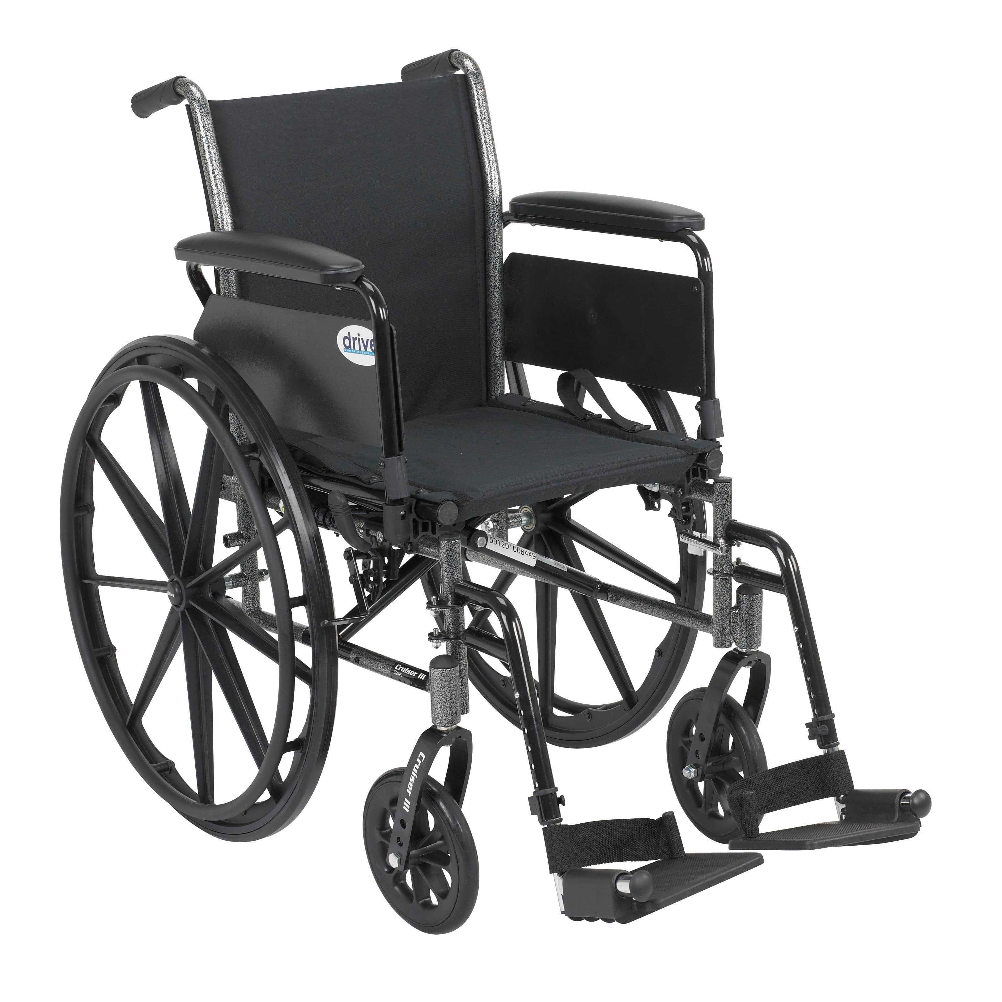 Drive Medical Wheelchairs Flip Back Removable Full Arms and Swing away Footrests / 16" Seat Drive Medical Cruiser III Light Weight Wheelchair with Flip Back Removable Arms