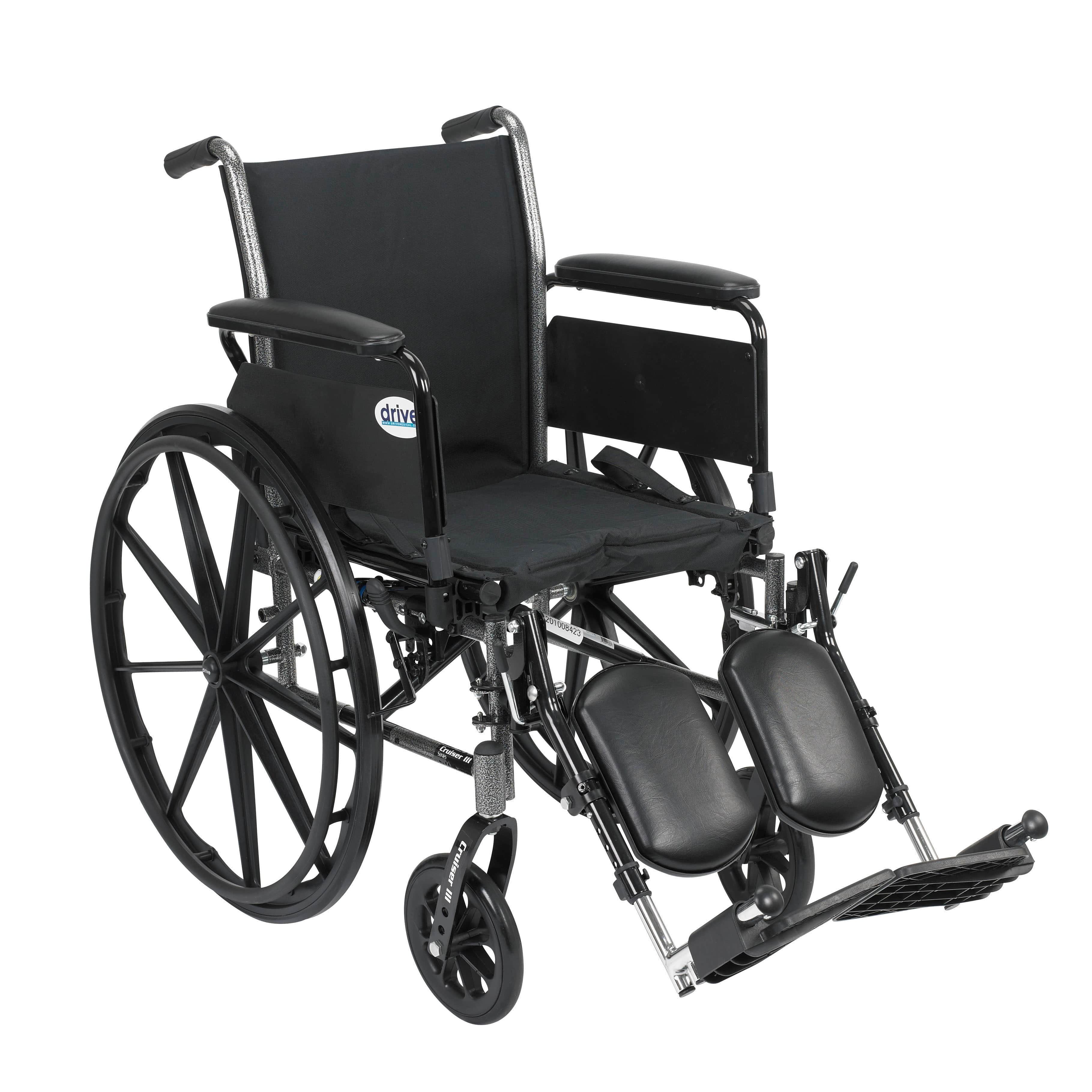 Drive Medical Wheelchairs Flip Back Removable Full Arms and Elevating Leg Rests / 20" Seat Drive Medical Cruiser III Light Weight Wheelchair with Flip Back Removable Arms