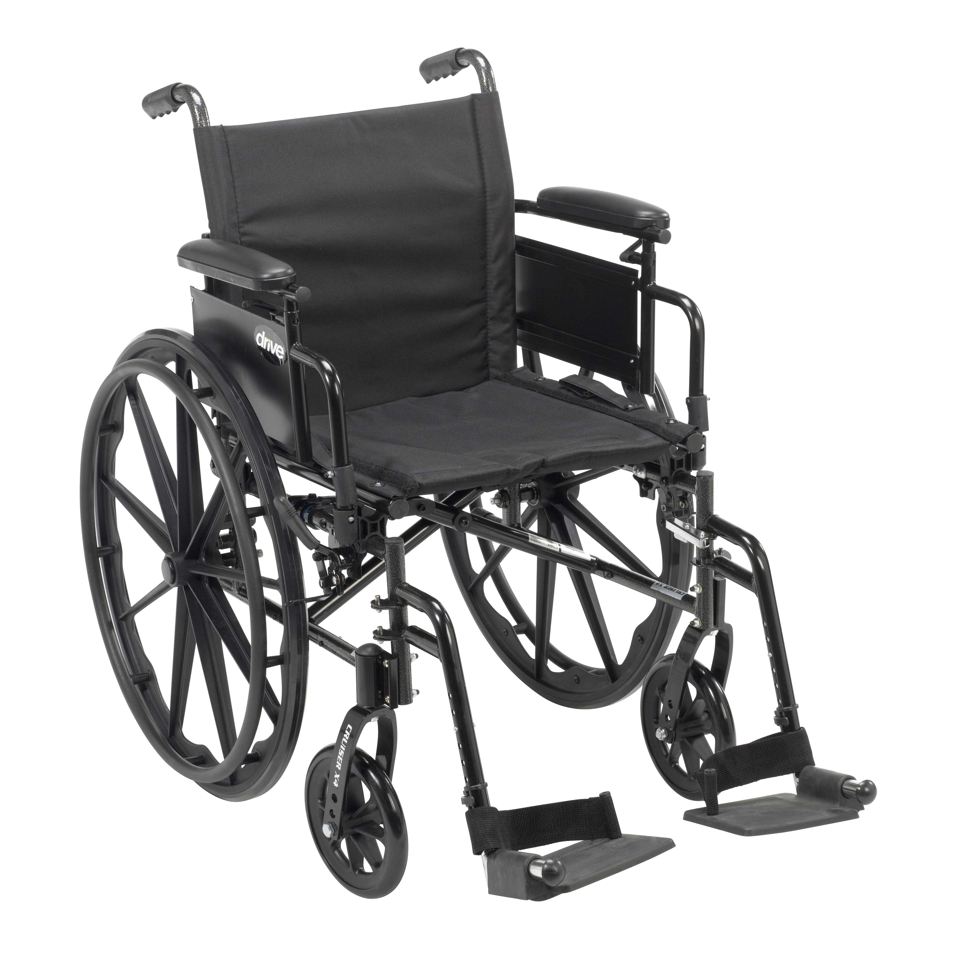 Drive Medical Wheelchairs/Lightweight Wheelchairs Desk Arms / Swing Away Footrests / 16" Seat Drive Medical Cruiser X4 Lightweight Dual Axle Wheelchair with Adjustable Detatchable Arms