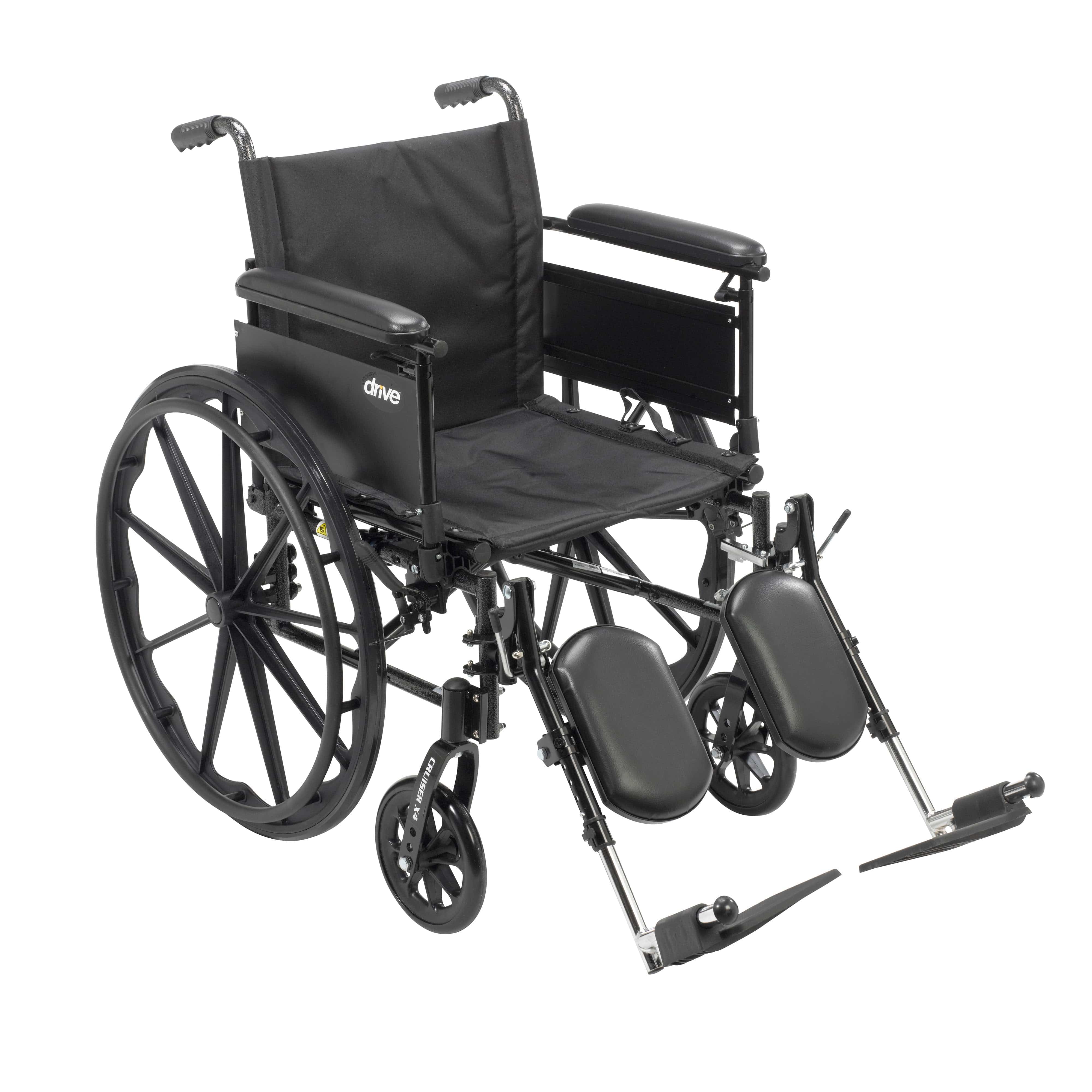 Drive Medical Wheelchairs/Lightweight Wheelchairs Full Arms / Elevating Leg Rests / 16" Seat Drive Medical Cruiser X4 Lightweight Dual Axle Wheelchair with Adjustable Detatchable Arms