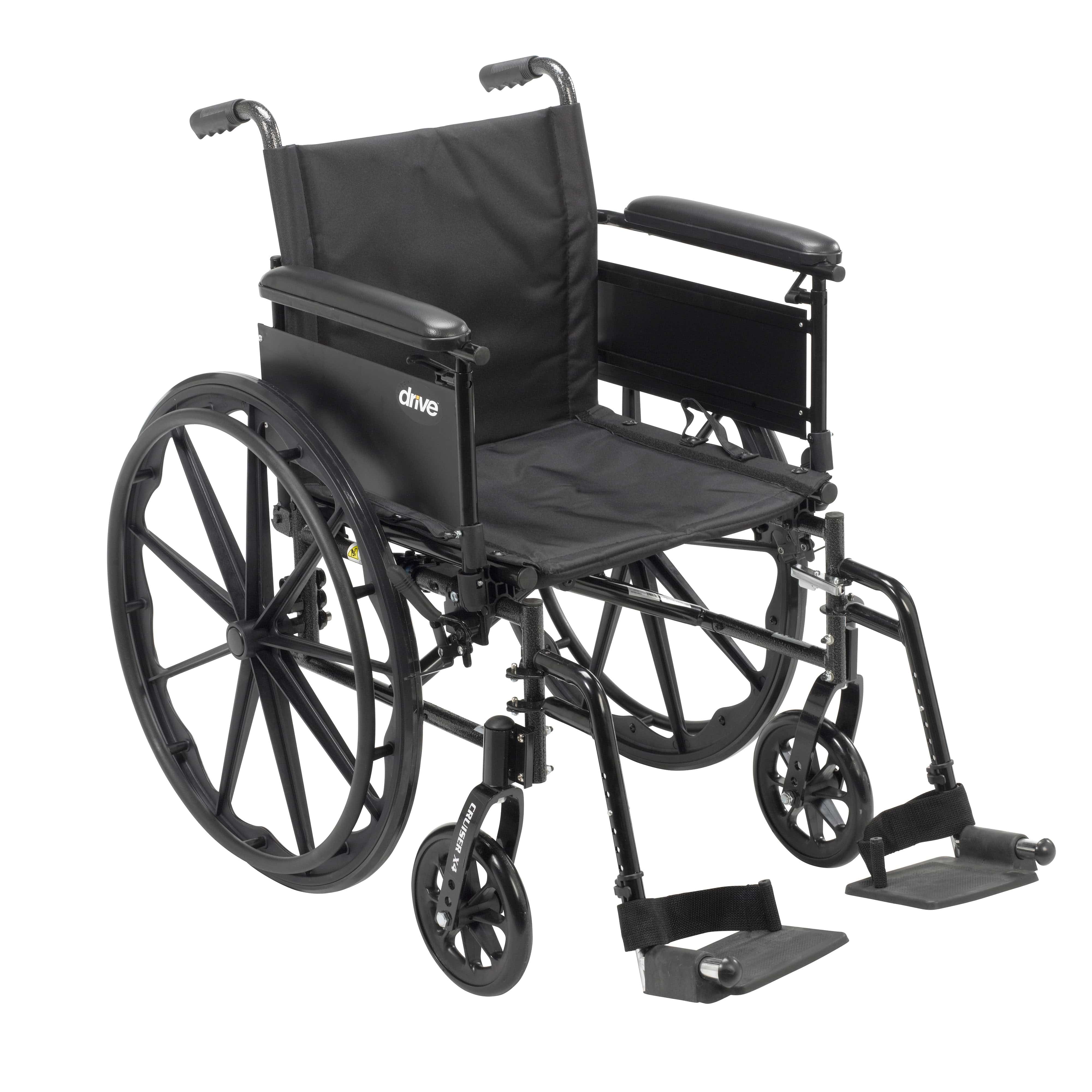 Drive Medical Wheelchairs/Lightweight Wheelchairs Full Arms / Swing Away Footrests / 16" Seat Drive Medical Cruiser X4 Lightweight Dual Axle Wheelchair with Adjustable Detatchable Arms