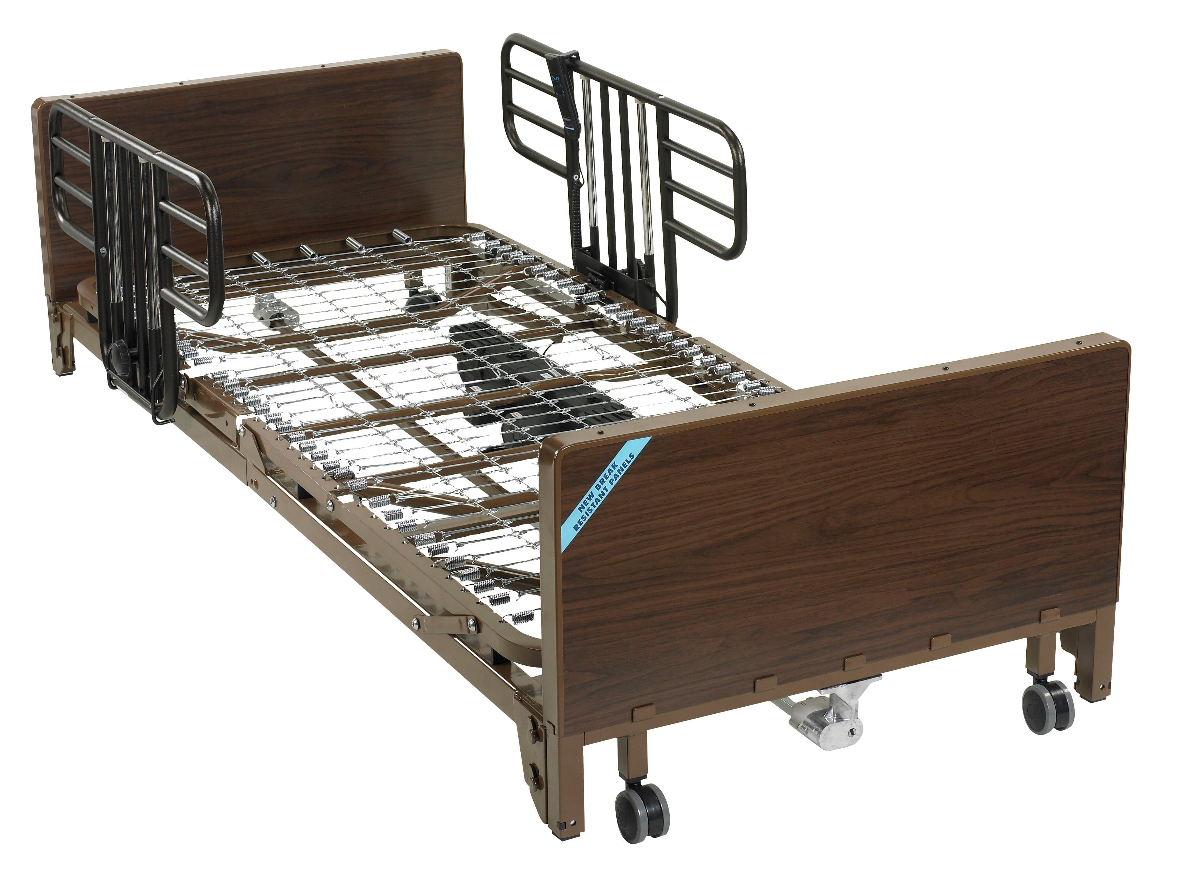 Drive Medical Hospital Beds Half Rails and Innerspring Mattress Drive Medical Delta Ultra Light Full Electric Low Bed