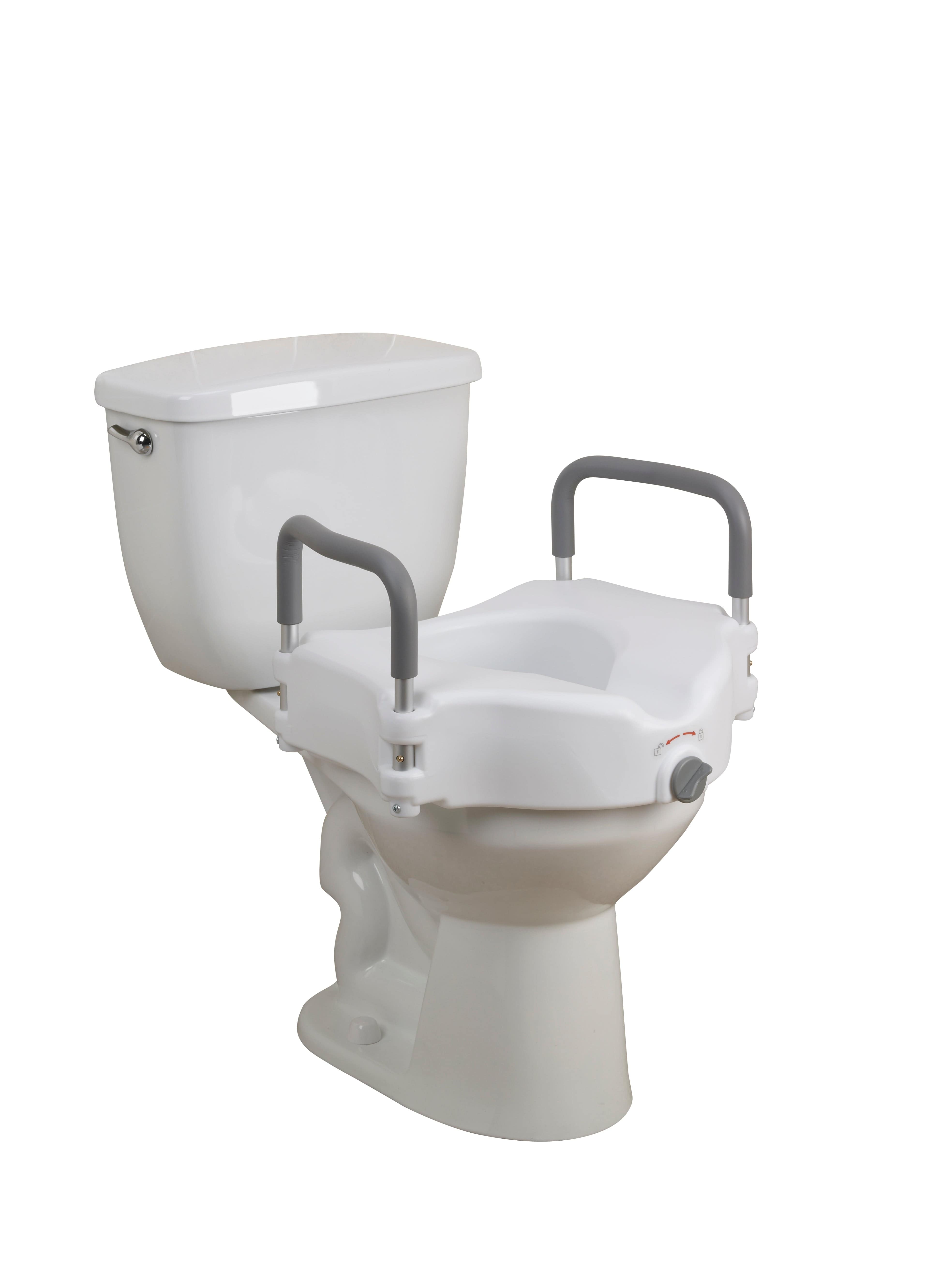 Drive Medical Bathroom Safety Drive Medical Elevated Raised Toilet Seat with Removable Padded Arms, Standard Seat