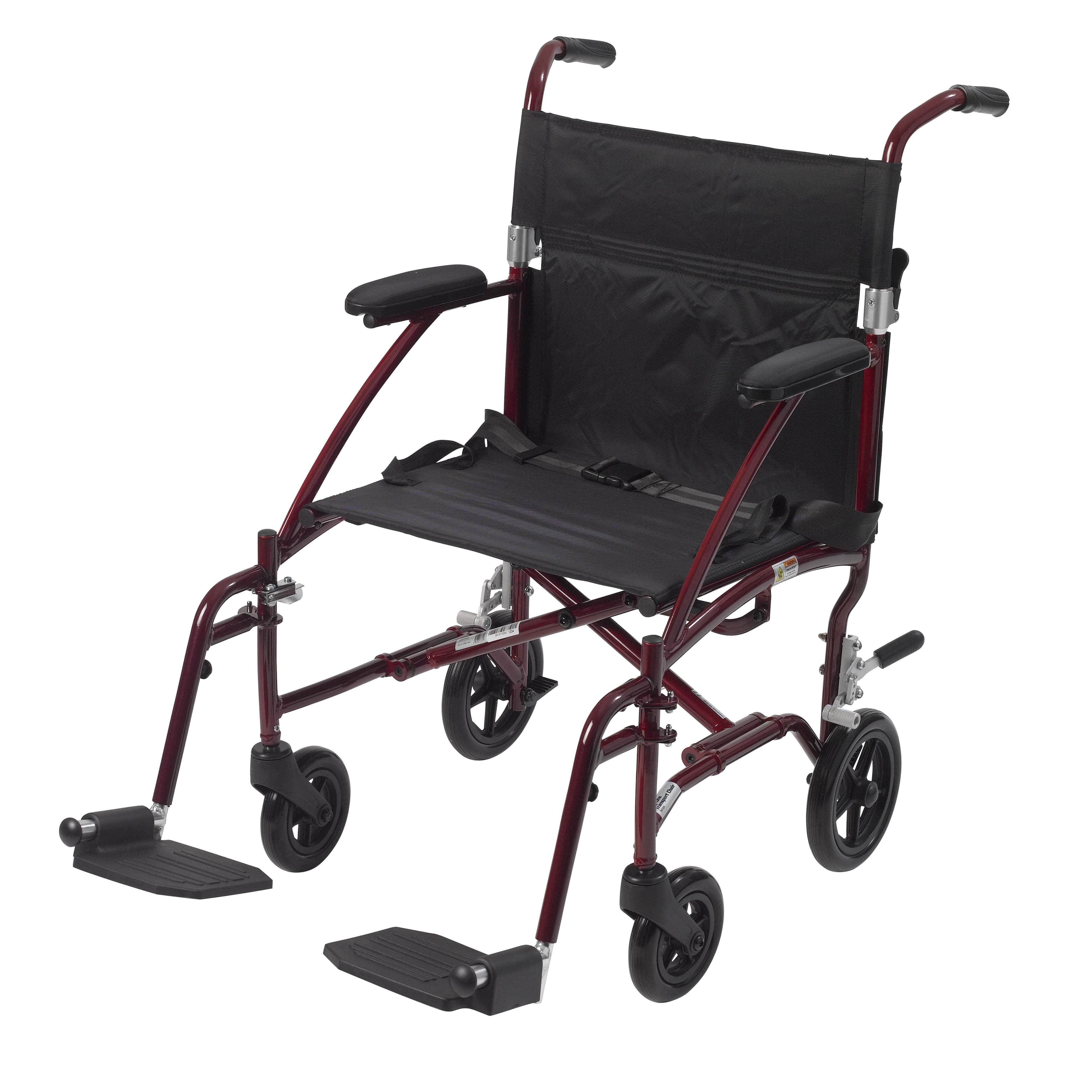 Drive Medical Transport Chairs Burgundy Drive Medical Fly Lite Ultra Lightweight Transport Wheelchair
