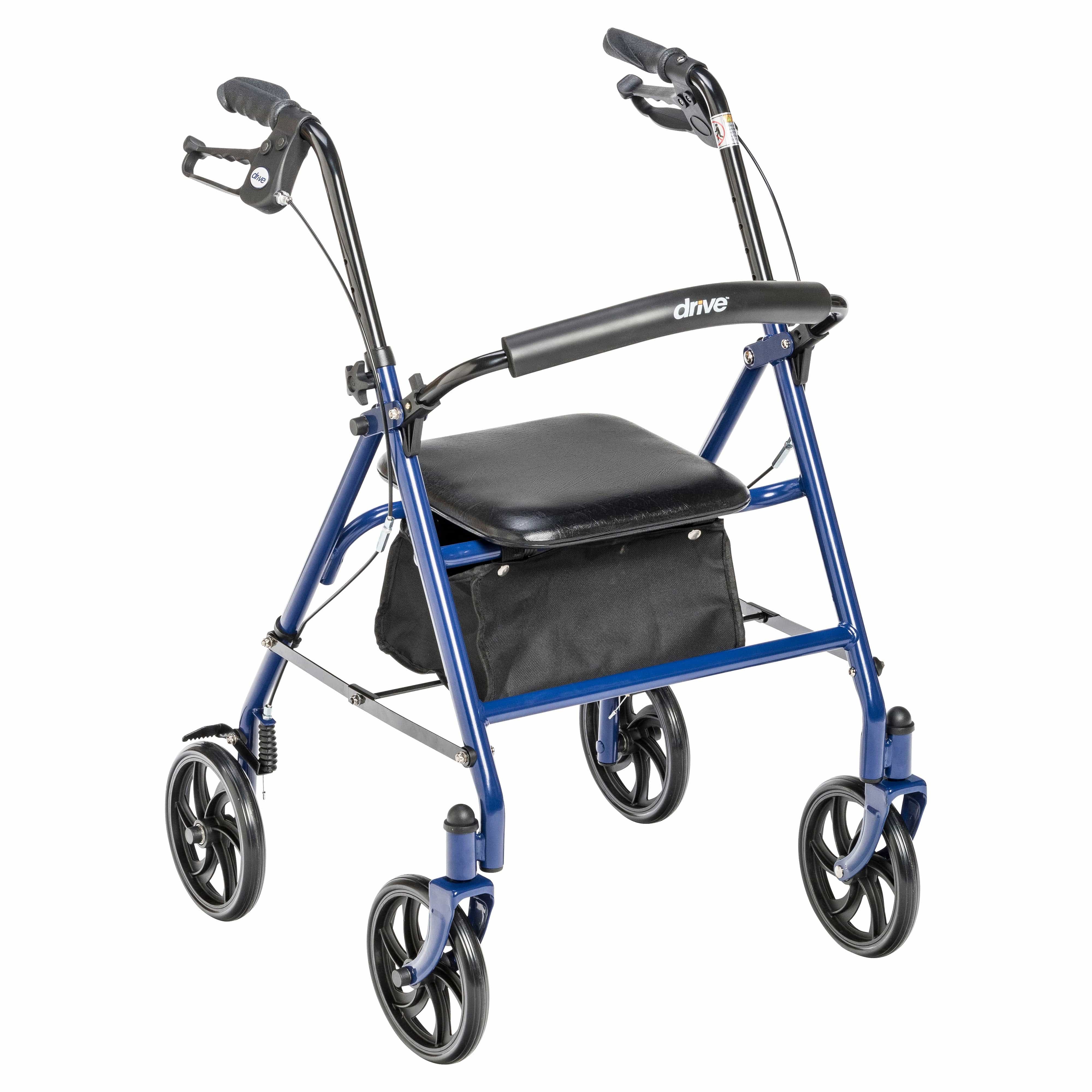Drive Medical Rollators Blue Drive Medical Four Wheel Rollator Rolling Walker with Fold Up Removable Back Support