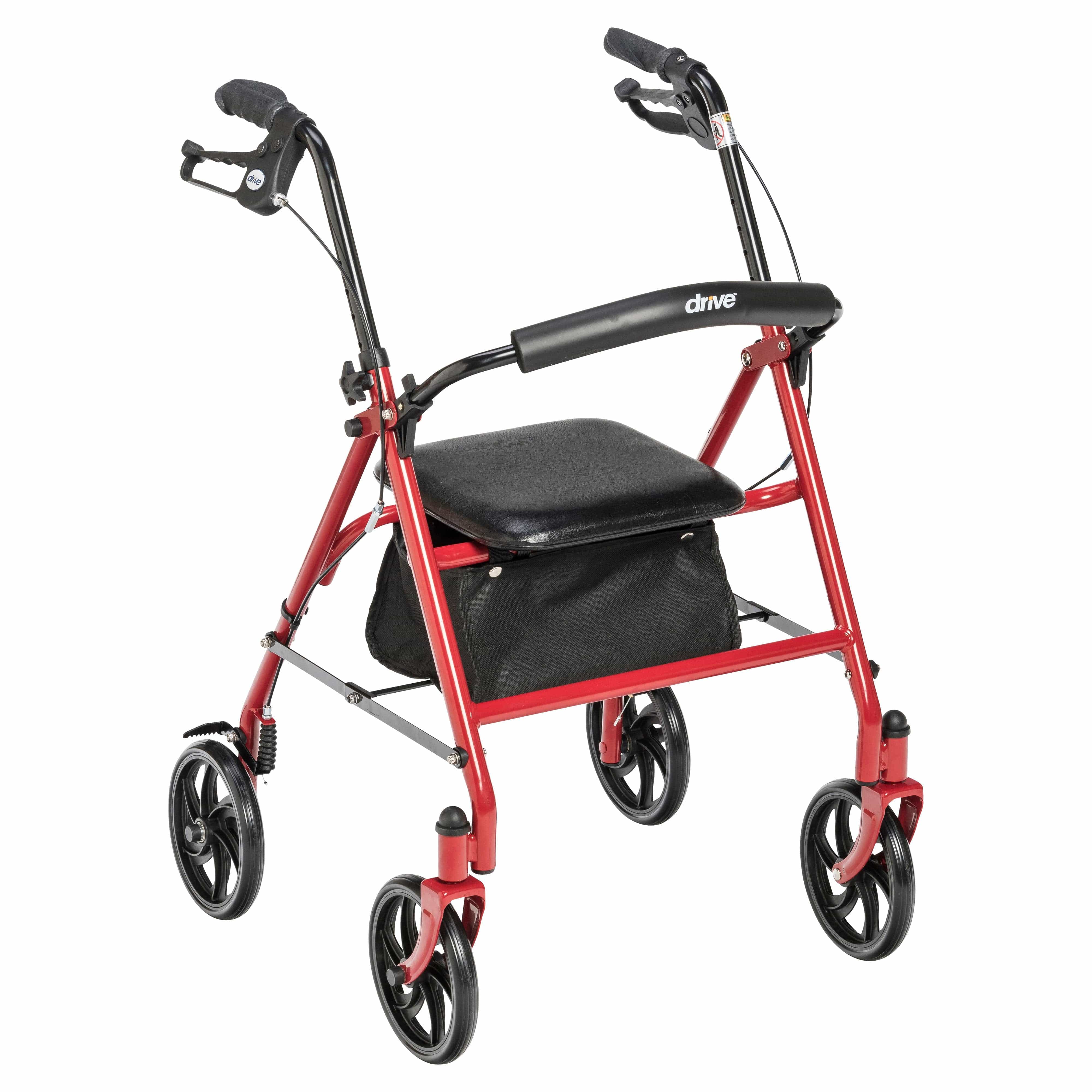 Drive Medical Rollators Red Drive Medical Four Wheel Rollator Rolling Walker with Fold Up Removable Back Support
