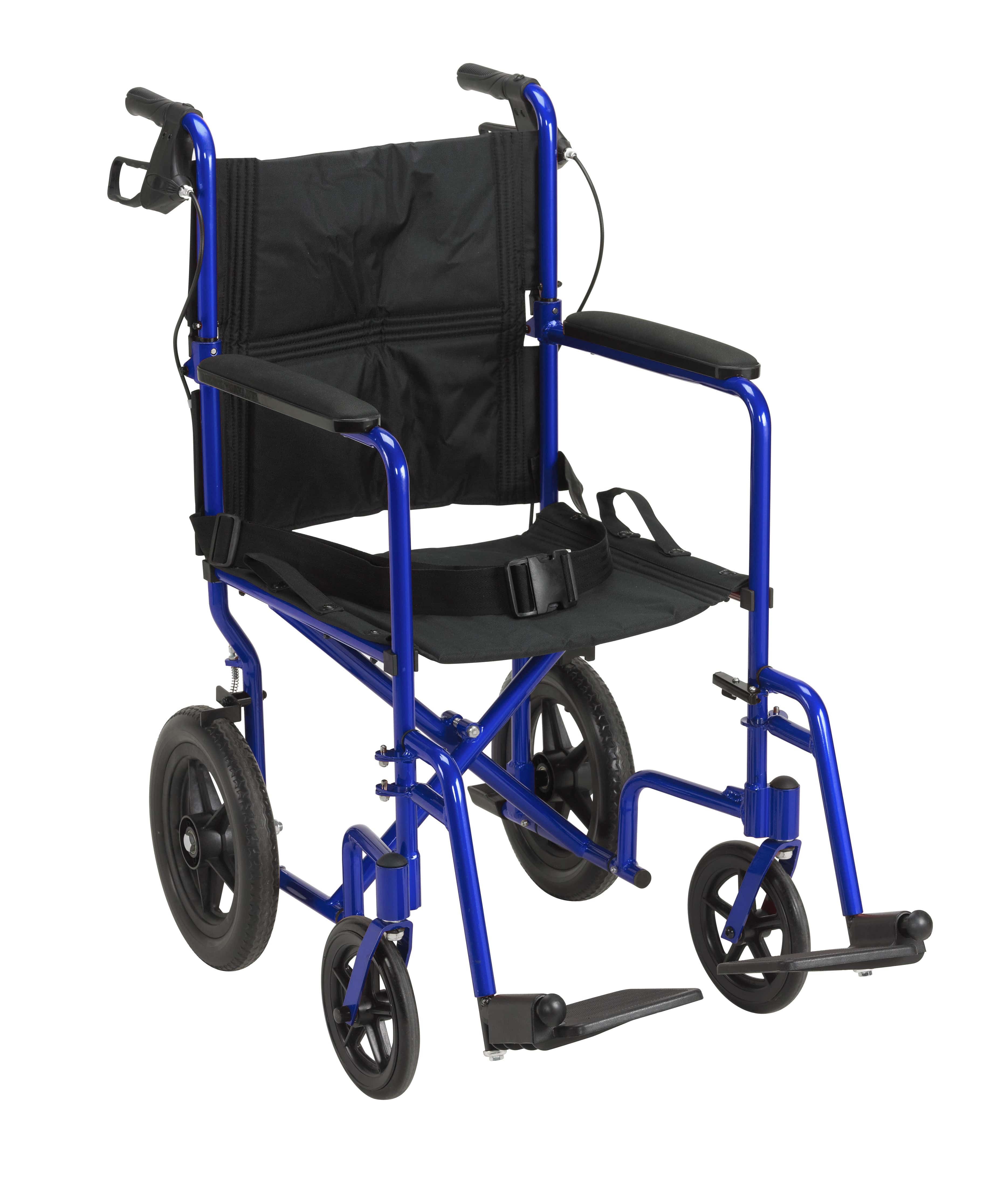 Drive Medical Transport Chairs/Lightweight Transport Wheelchairs Blue Drive Medical Lightweight Expedition Transport Wheelchair with Hand Brakes