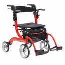 Drive Medical Rollators Drive Medical Nitro Duet Dual Function Transport Wheelchair and Rollator Rolling Walker, Red