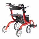 Drive Medical Rollators Drive Medical Nitro Duet Dual Function Transport Wheelchair and Rollator Rolling Walker, Red