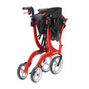 Drive Medical Rollators Drive Medical Nitro Duet Dual Function Transport Wheelchair and Rollator Rolling Walker, Red