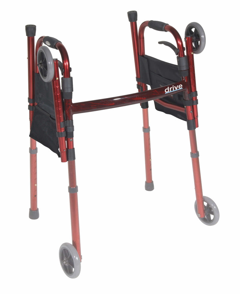 Drive Medical Walkers Drive Medical Portable Folding Travel Walker with 5" Wheels and Fold up Legs