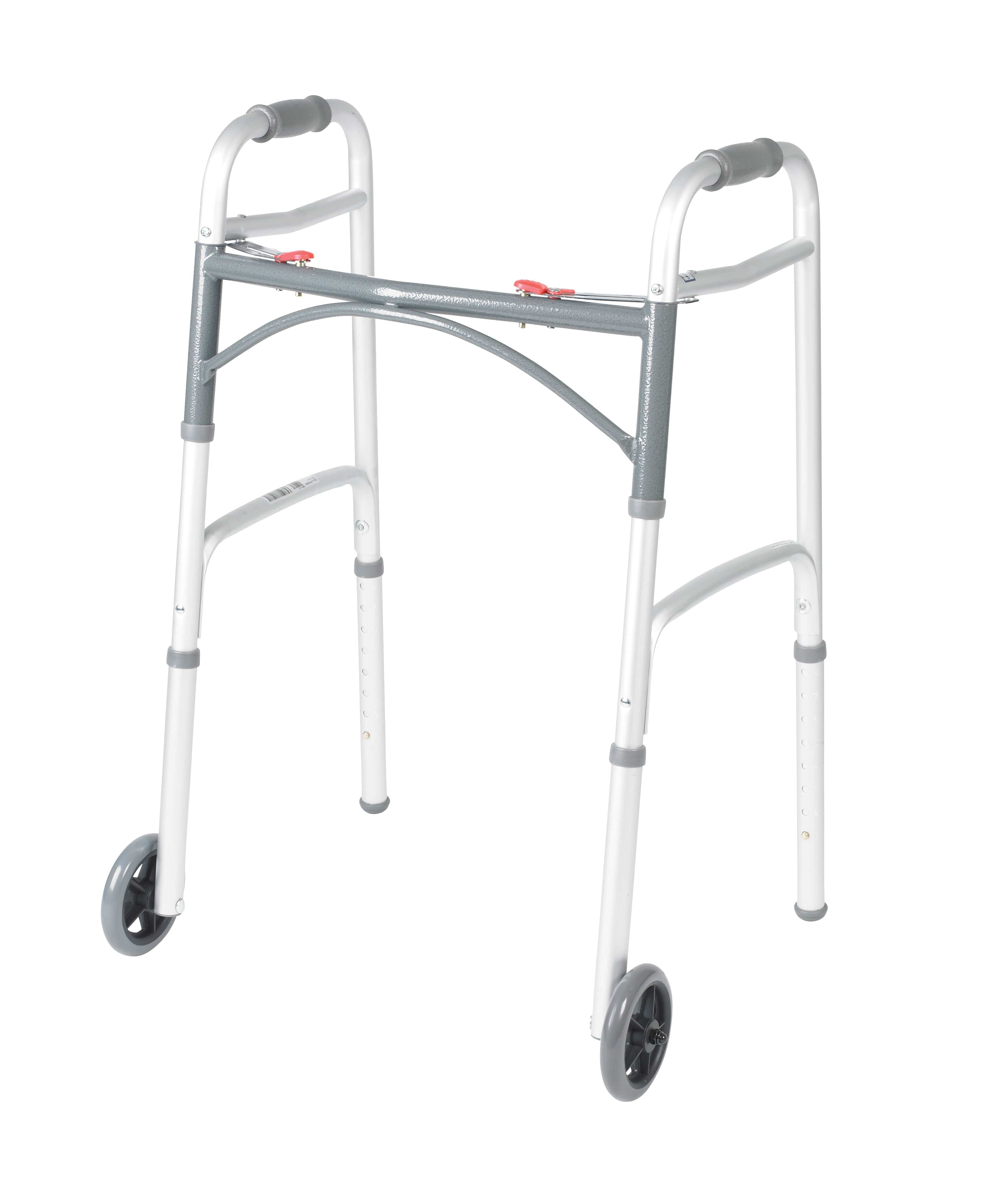 Drive Medical Walkers Drive Medical PreserveTech Deluxe Two Button Folding Walker with 5" Wheels