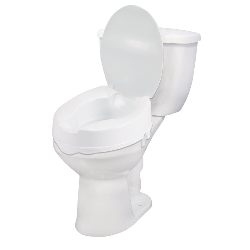 Drive Medical Raised Toilet Seat with Lock and Lid, Standard Seat