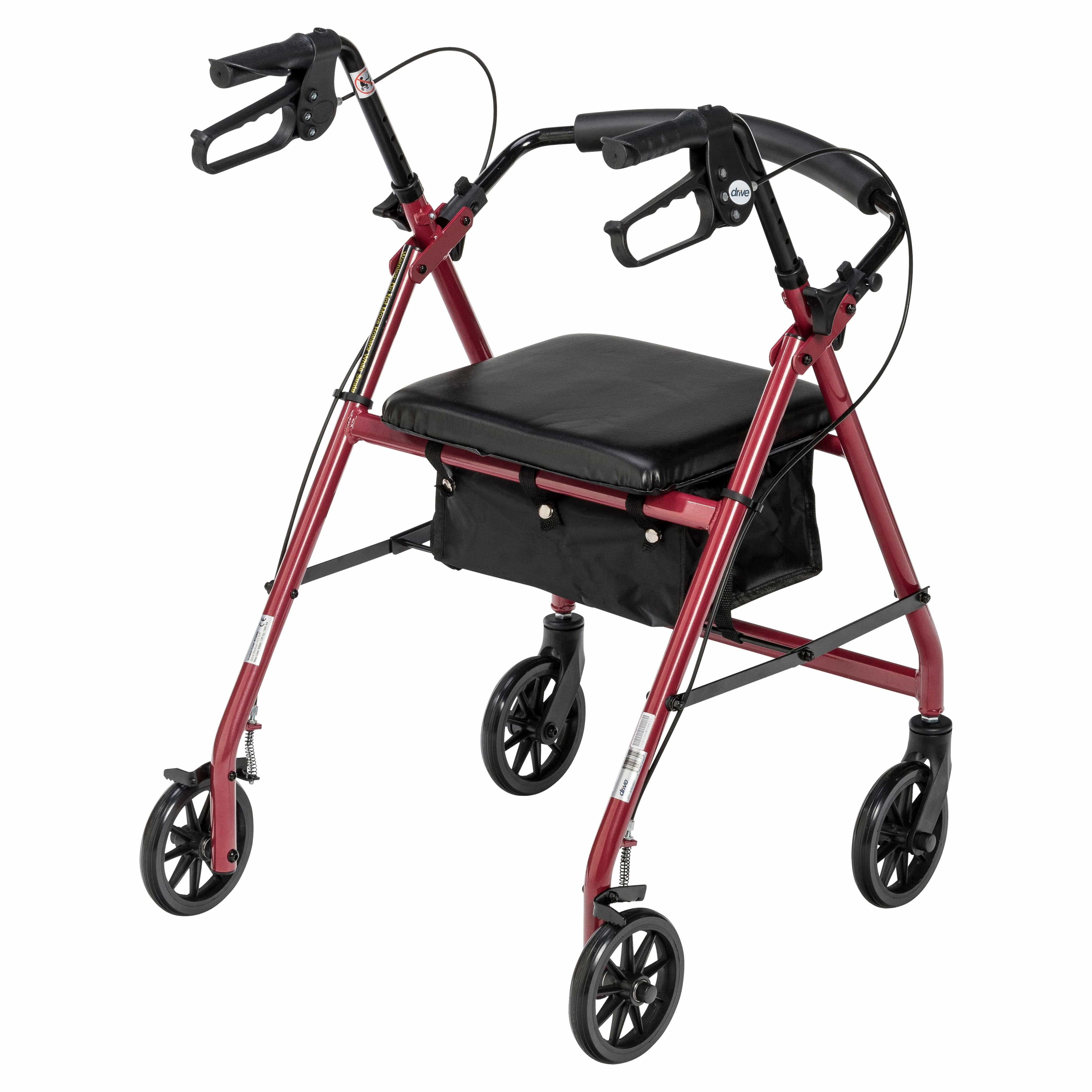 Drive Medical Rollators Drive Medical Rollator Rolling Walker with 6" Wheels, Fold Up Removable Back Support and Padded Seat