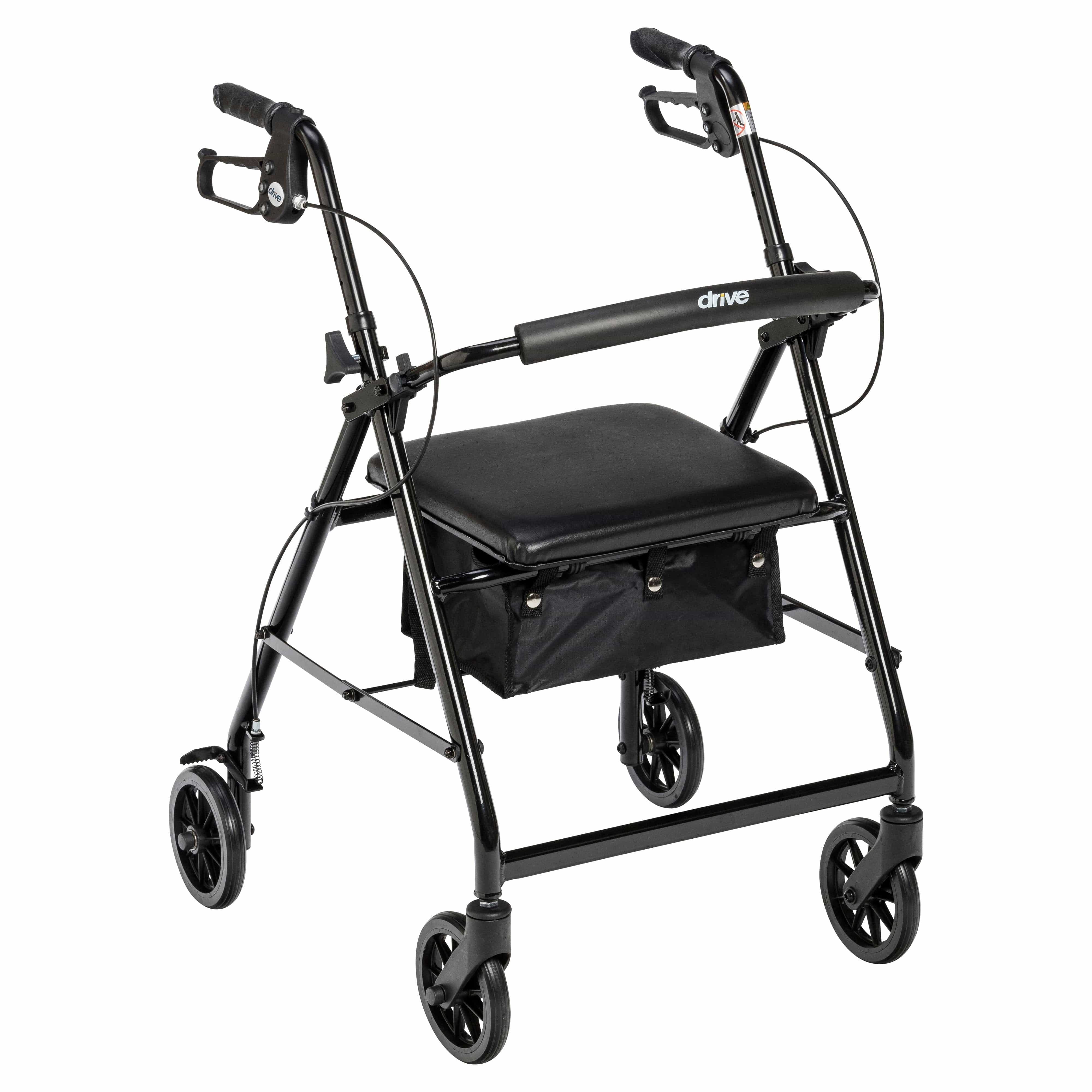 Drive Medical Rollators Black Drive Medical Rollator Rolling Walker with 6" Wheels, Fold Up Removable Back Support and Padded Seat