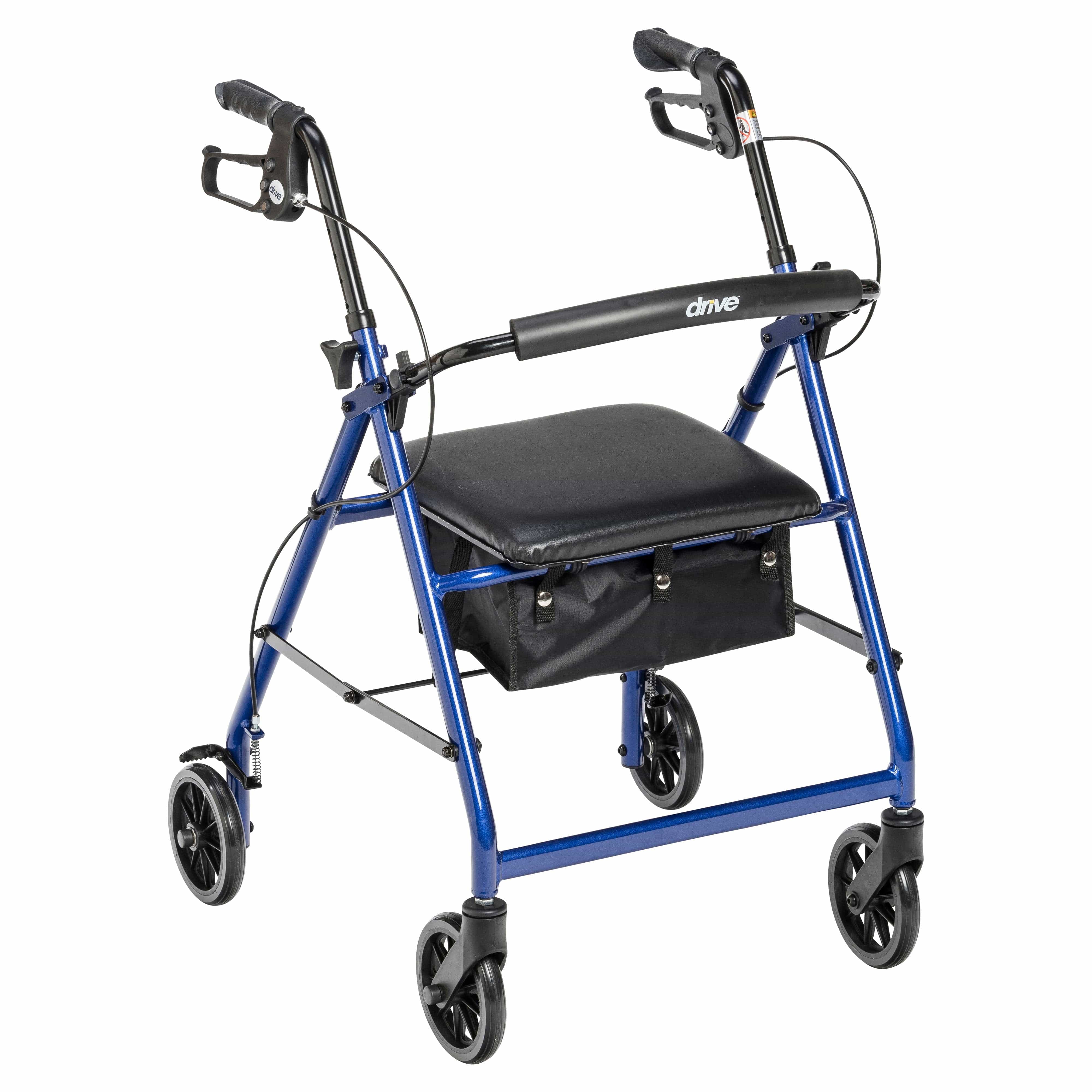 Drive Medical Rollators Blue Drive Medical Rollator Rolling Walker with 6" Wheels, Fold Up Removable Back Support and Padded Seat
