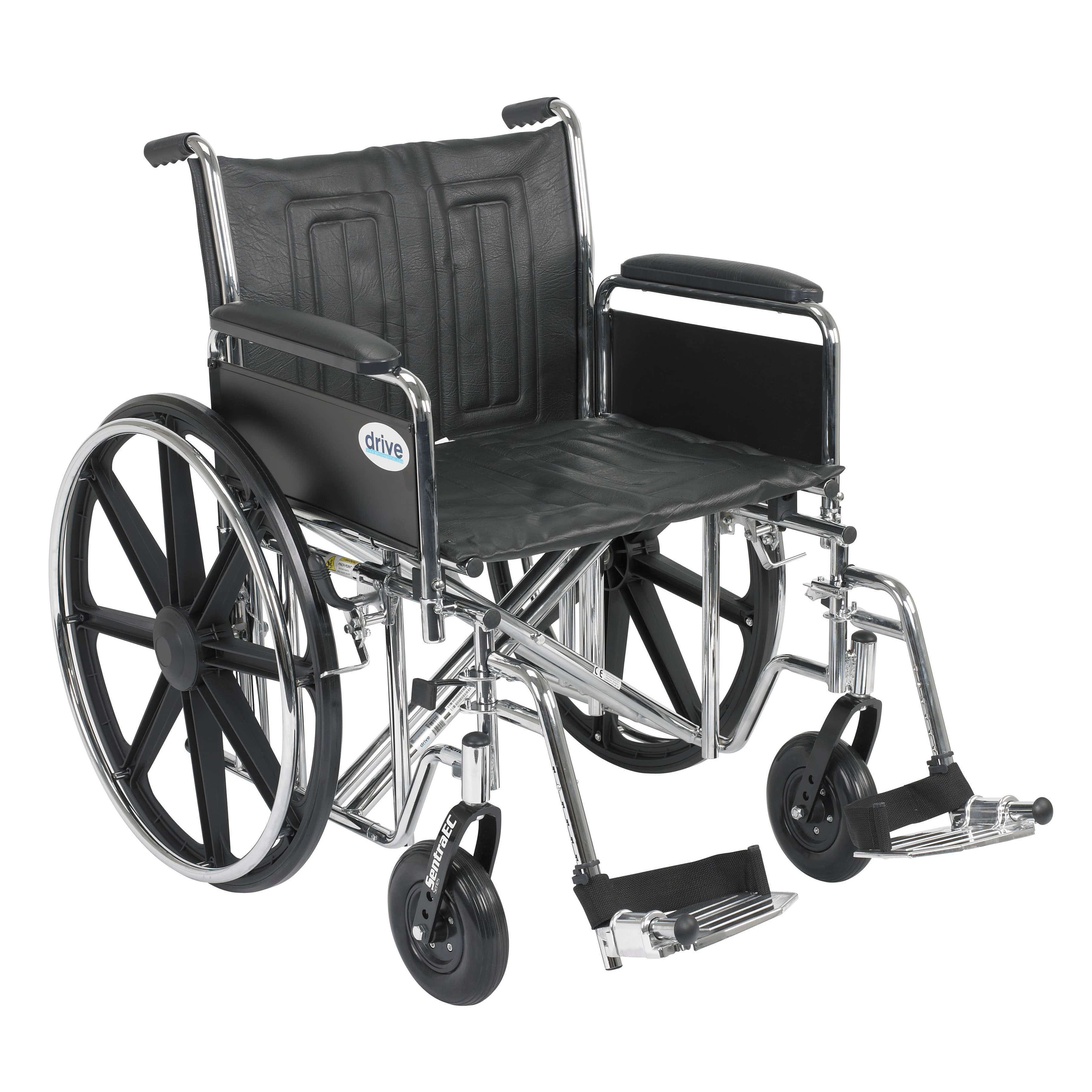 Drive Medical Wheelchairs Detachable Full Arms and Swing away Footrests / 22" Seat Drive Medical Sentra EC Heavy Duty Wheelchair