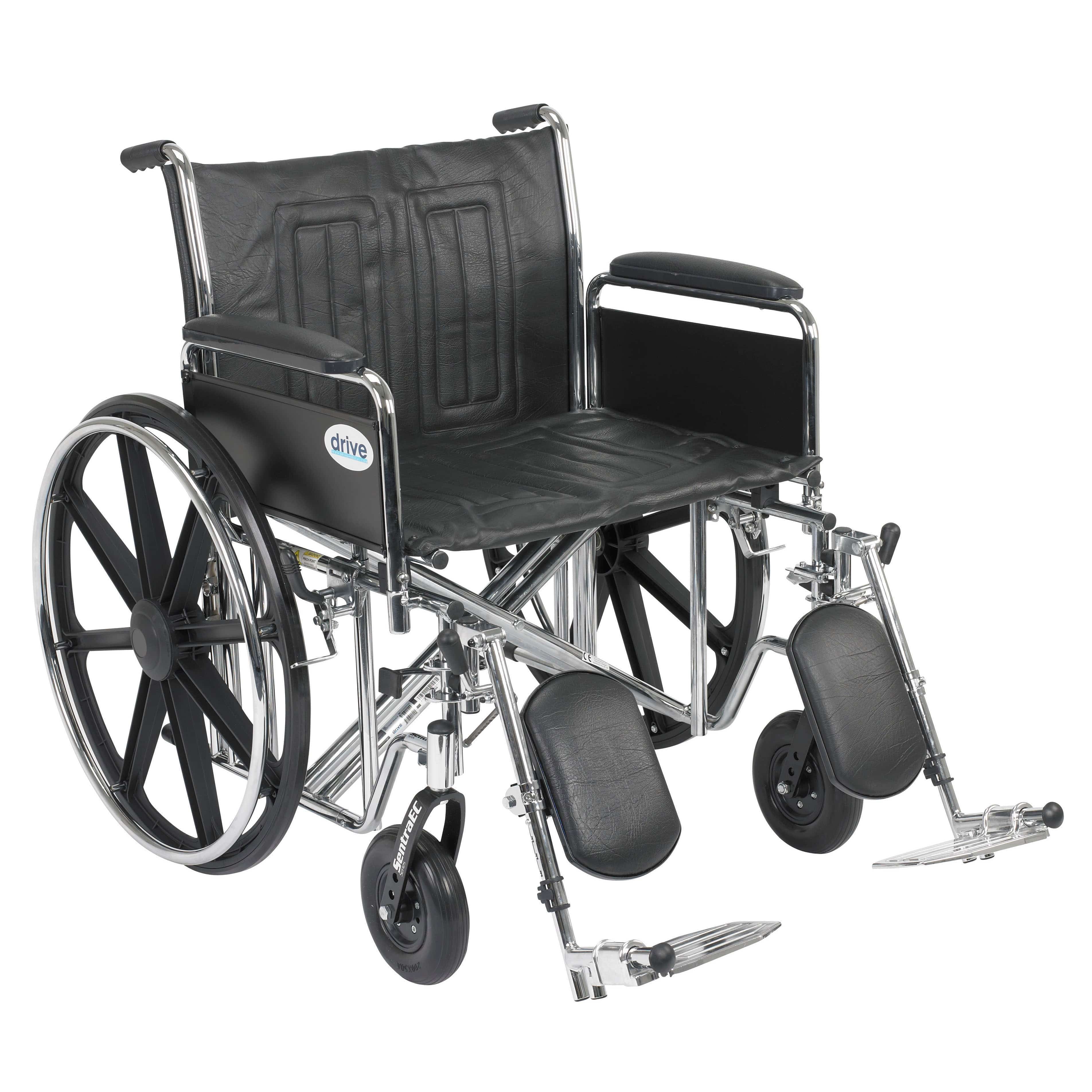 Drive Medical Wheelchairs Detachable Full Arms and Elevating Leg Rests / 24" Seat Drive Medical Sentra EC Heavy Duty Wheelchair
