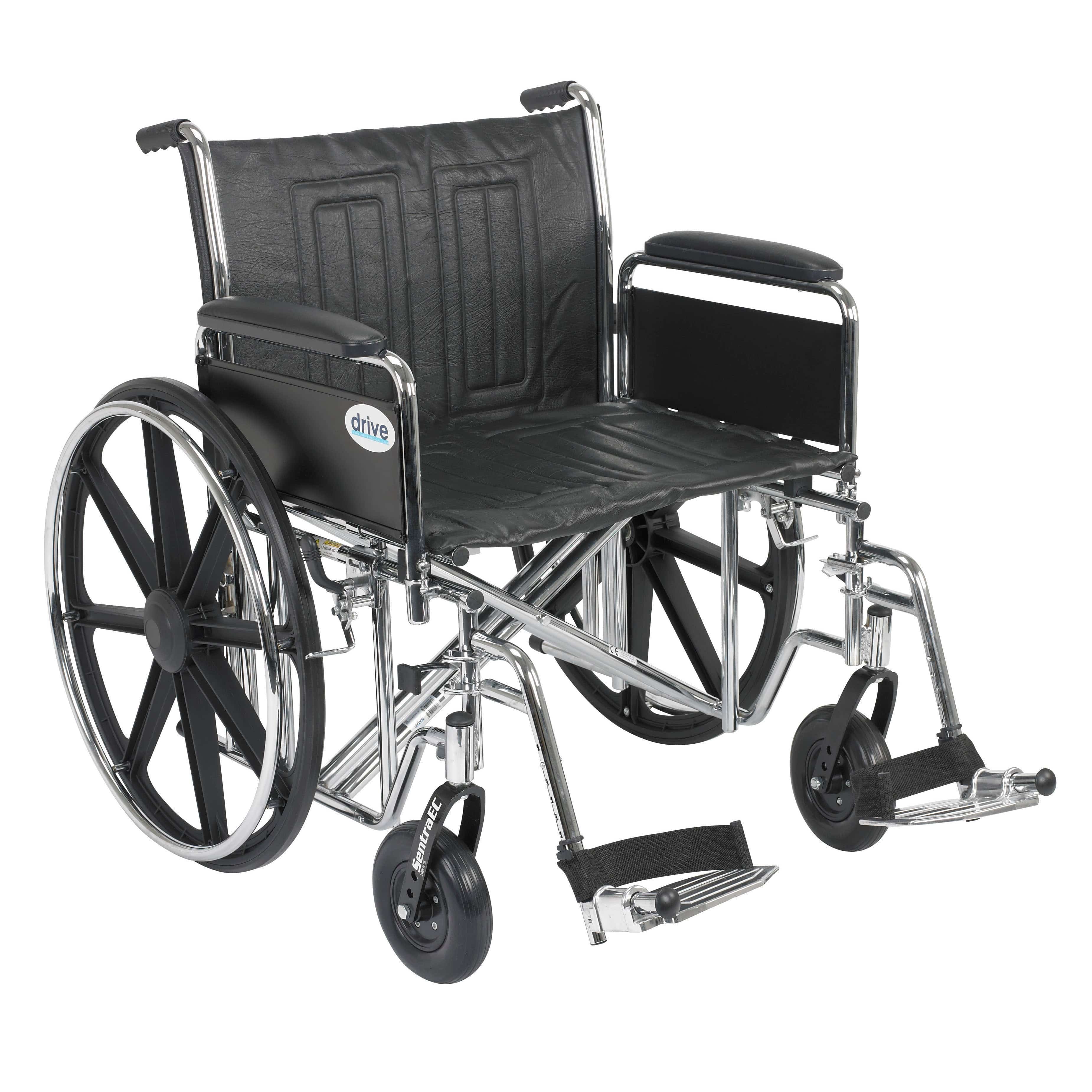 Drive Medical Wheelchairs Detachable Full Arms and Swing away Footrests / 24" Seat Drive Medical Sentra EC Heavy Duty Wheelchair