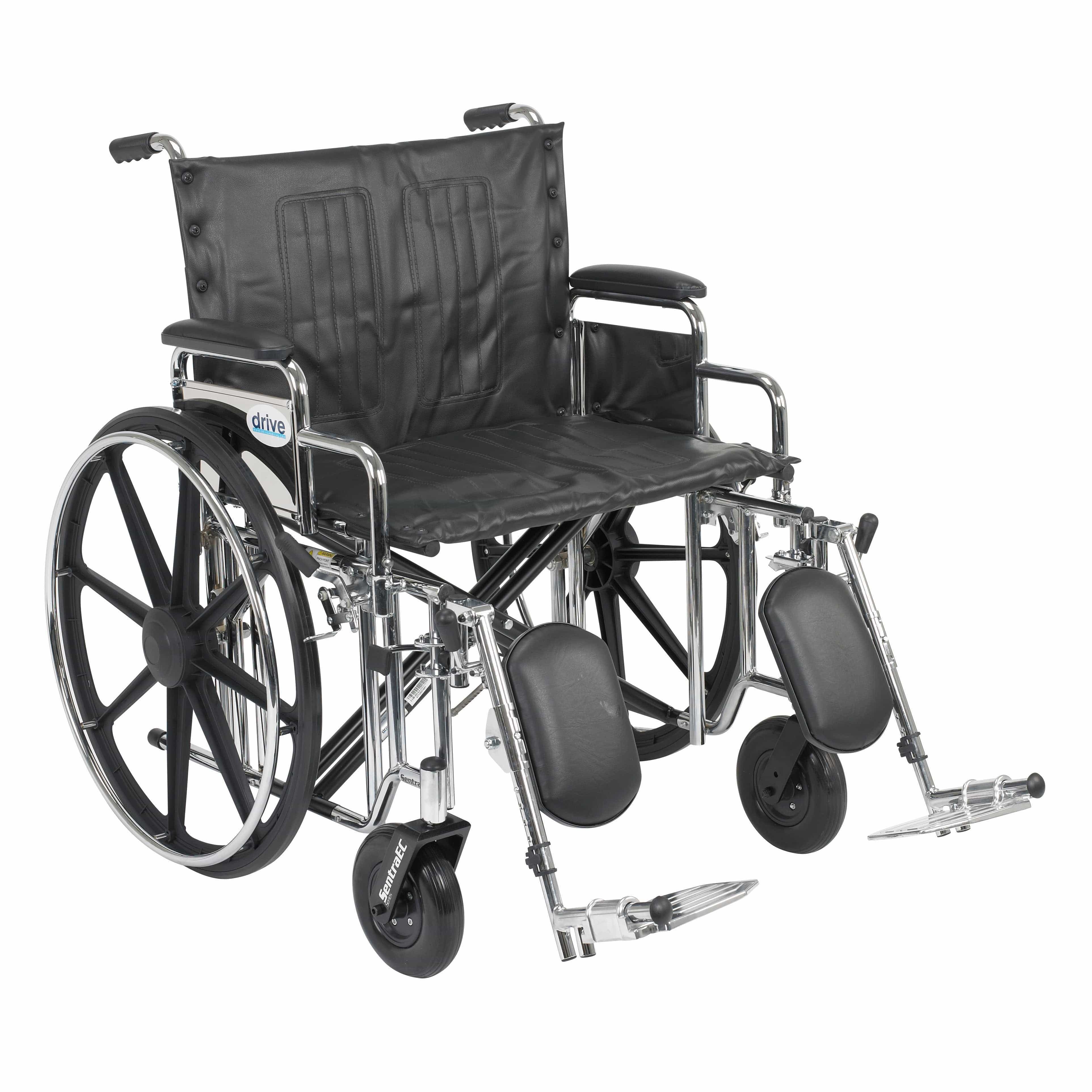 Drive Medical Wheelchairs/Heavy Duty Wheelchairs Detachable Desk Arms and Elevating Leg Rests / 24"Seat Drive Medical Sentra Extra Heavy Duty Wheelchair