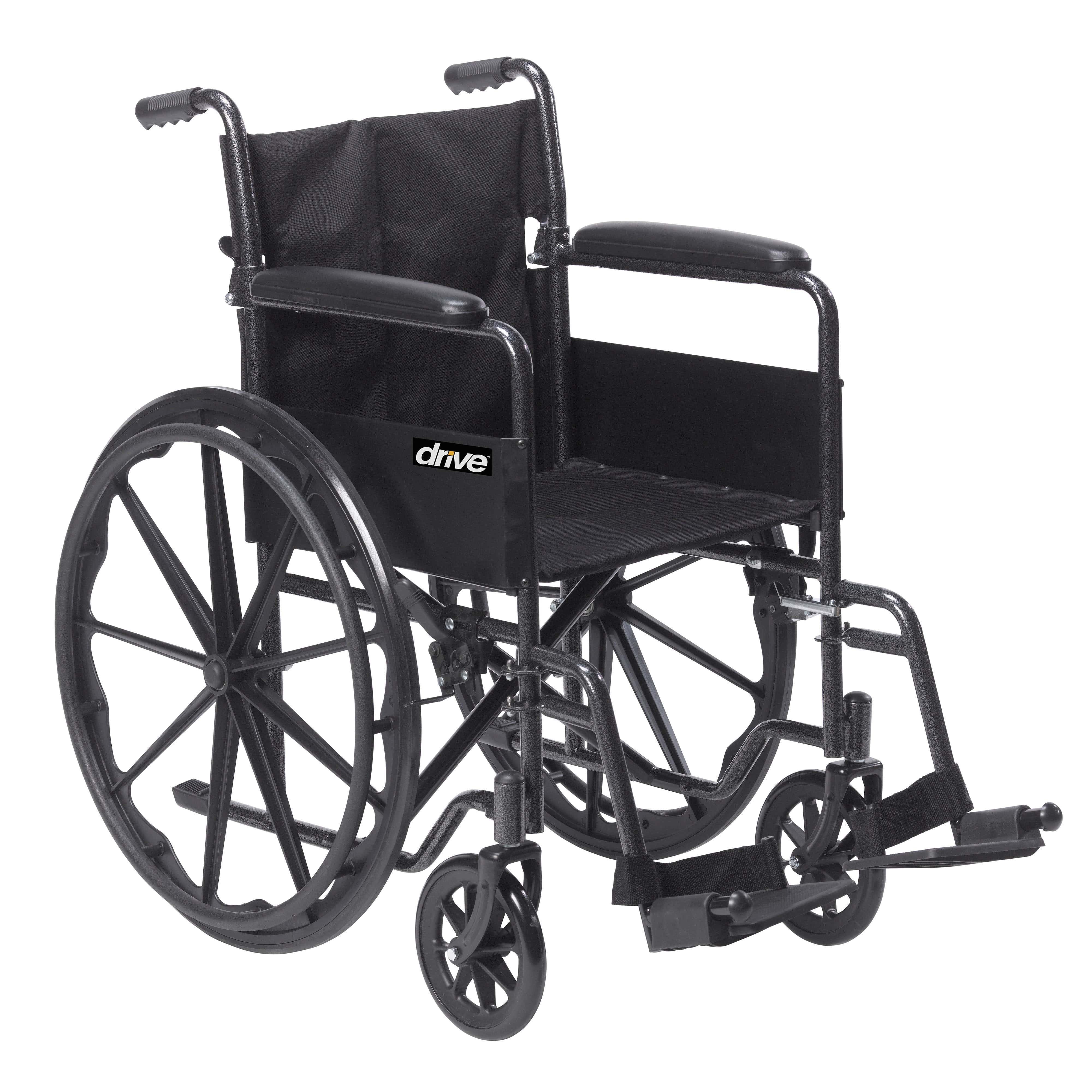 Drive Medical Wheelchairs/Standard Wheelchairs Drive Medical Silver Sport 1 Wheelchair with Full Arms and Swing away Removable Footrest