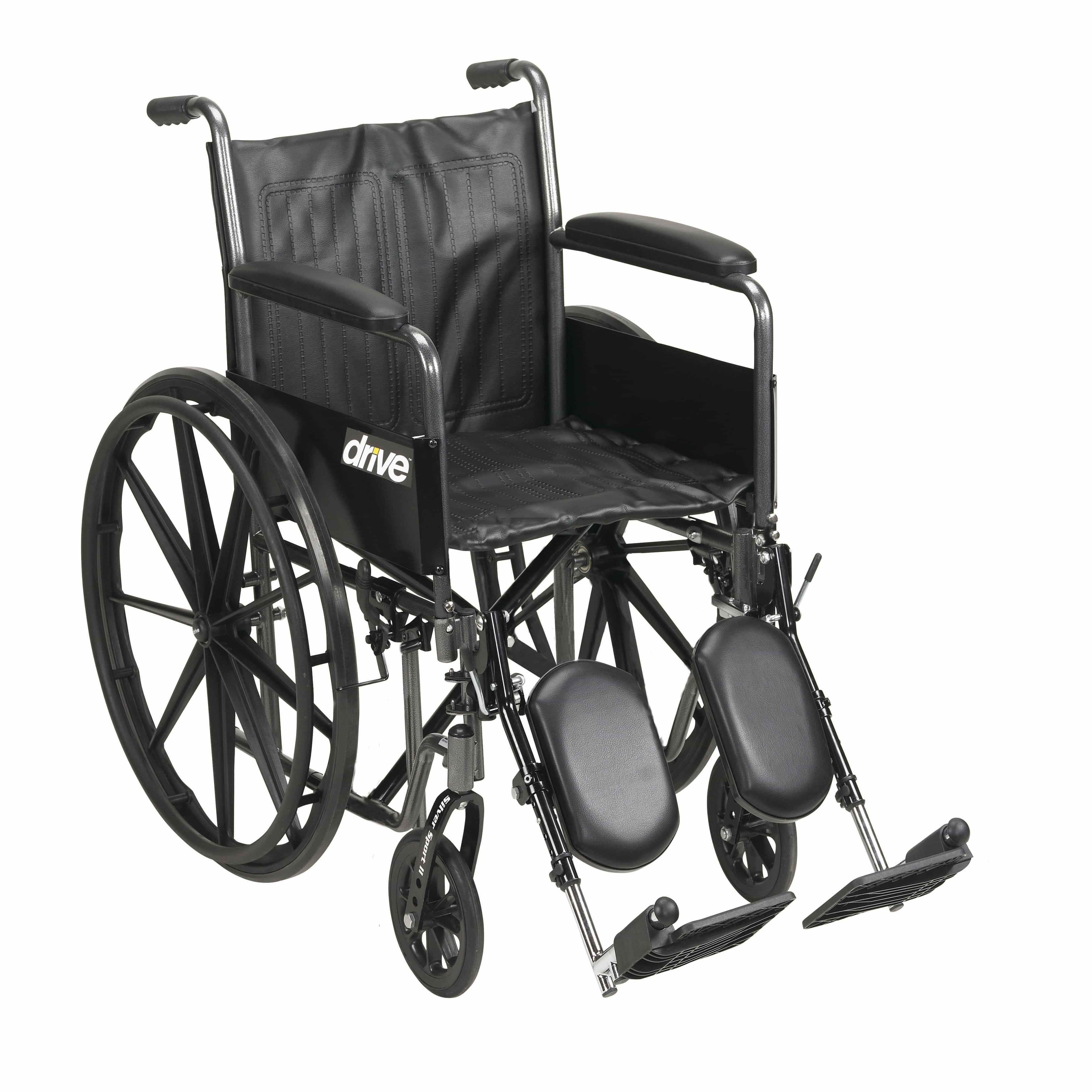 Drive Medical Wheelchairs/Standard Wheelchairs Detachable Full Arms and Elevating Leg Rests / 16" Seat Drive Medical Silver Sport 2 Wheelchair