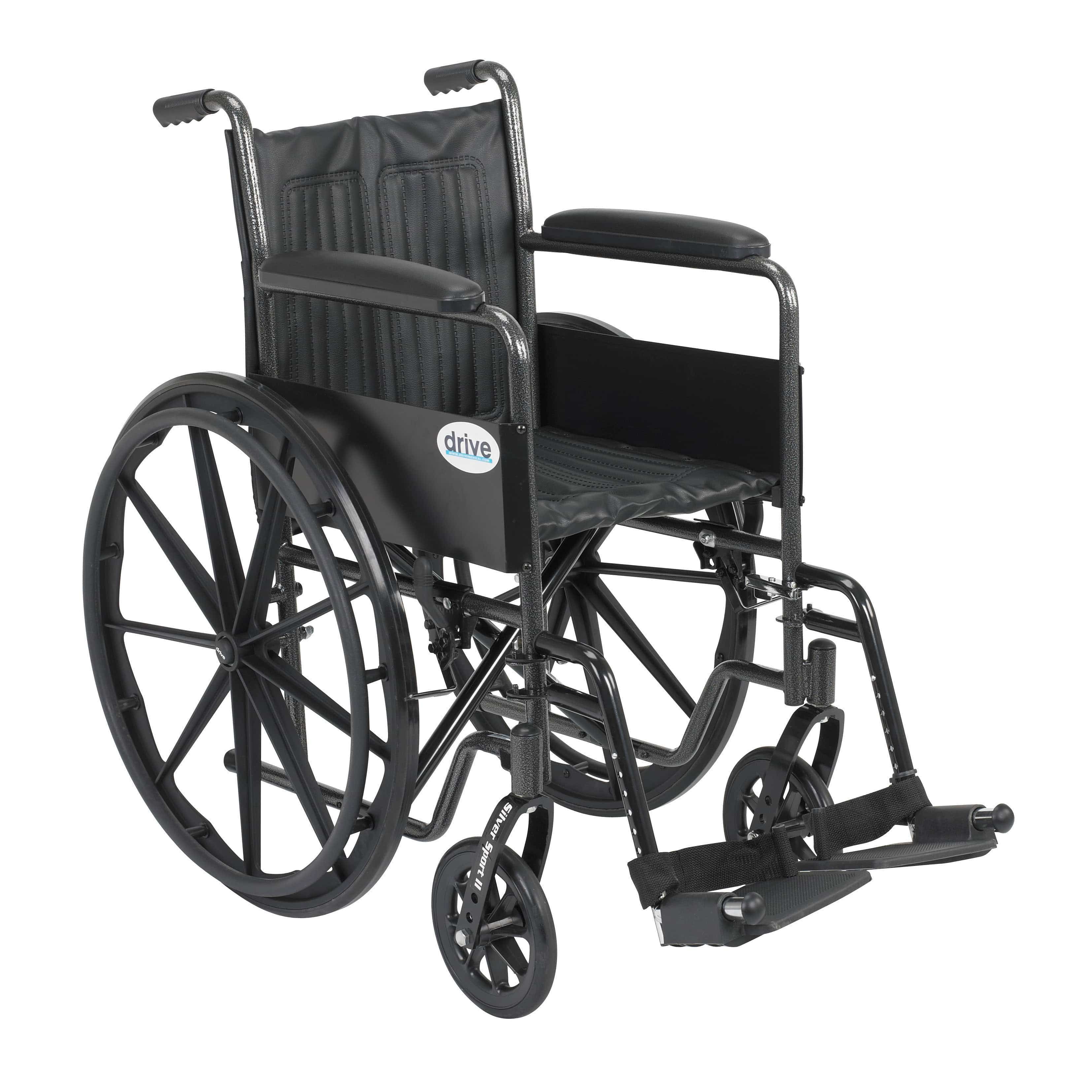 Drive Medical Wheelchairs/Standard Wheelchairs Non Removable Fixed Arms and Swing away Footrests / 18" Seat Drive Medical Silver Sport 2 Wheelchair