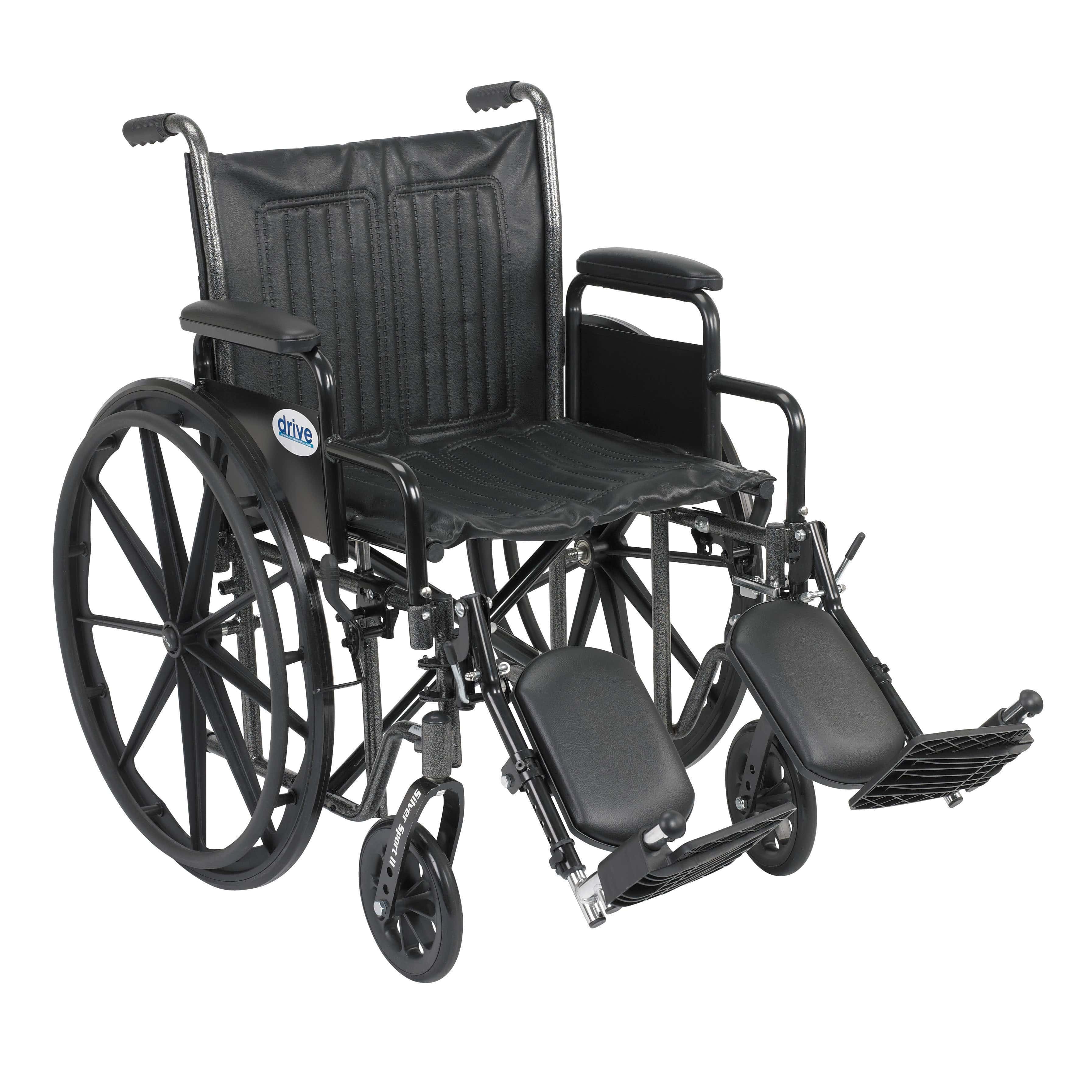 Drive Medical Wheelchairs/Standard Wheelchairs Detachable Desk Arms and Elevating Leg Rests / 20" Seat Drive Medical Silver Sport 2 Wheelchair