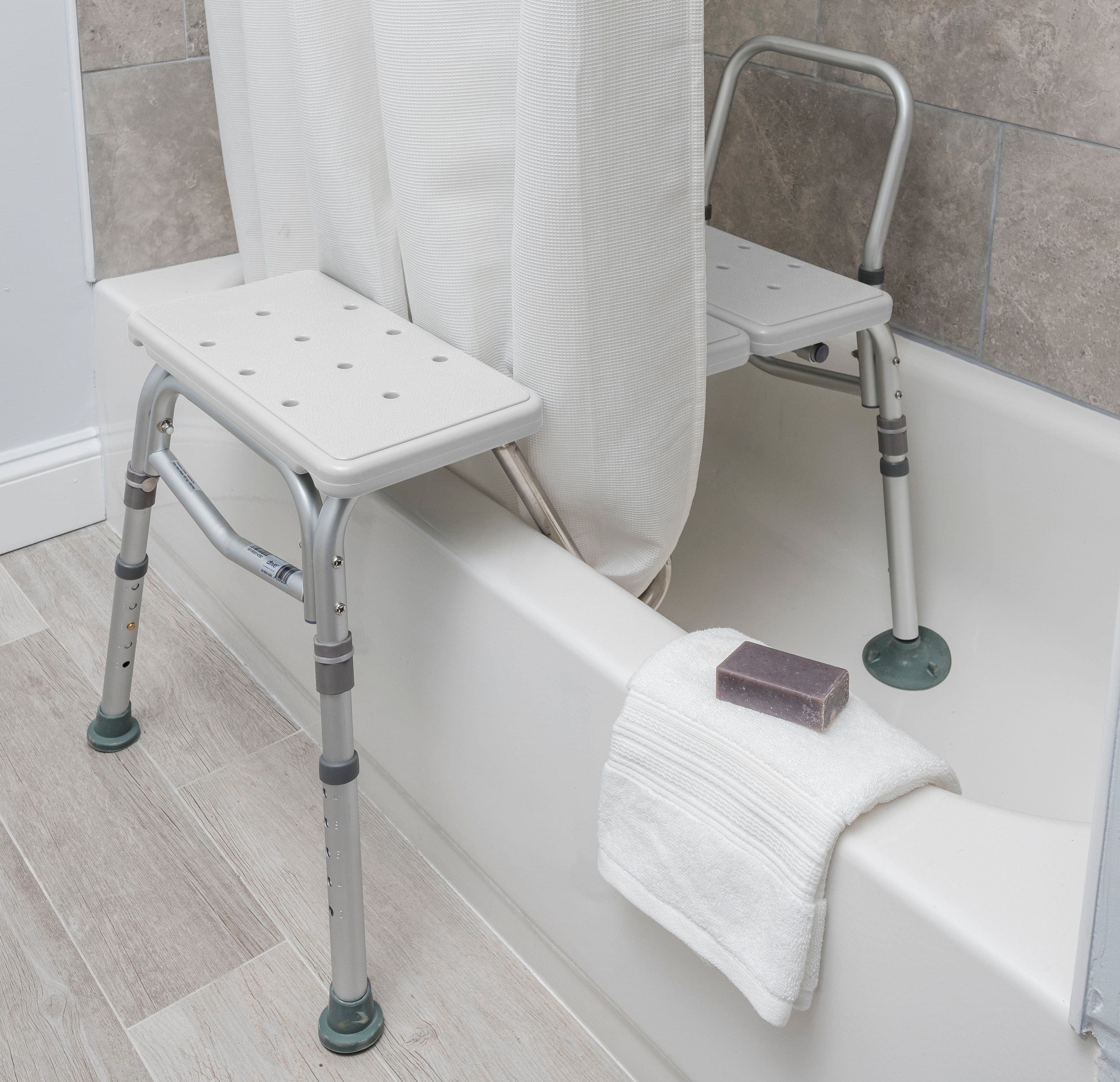 Drive Medical Bathroom Safety Drive Medical Splash Defense Transfer Bench with Curtain Guard Protection